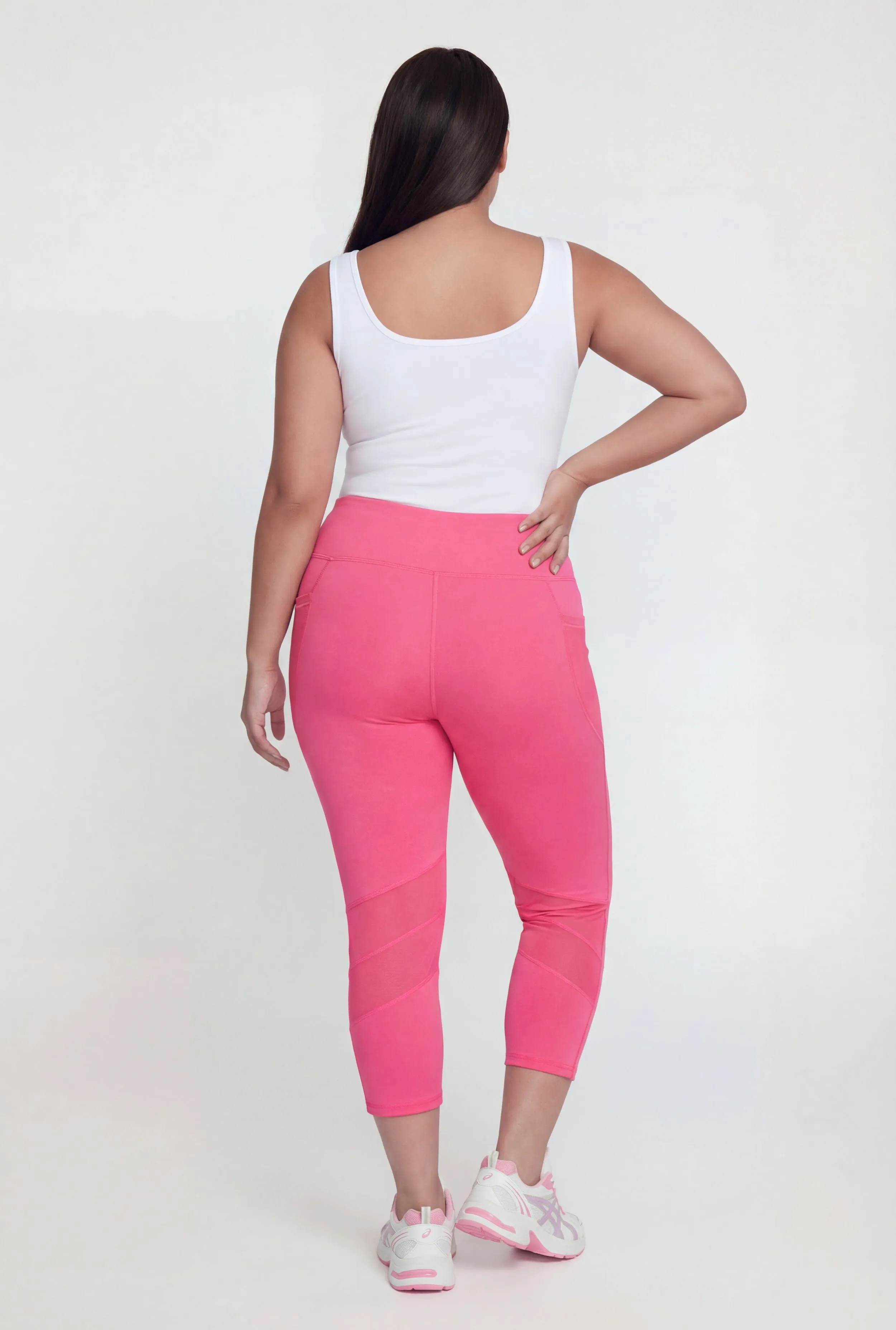 Plus Size Mesh Detail Cropped Leggings with Side Pockets sold by Rainbow product image thumbnail 5