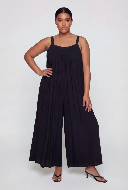 Plus Size Sleeveless Wide Leg Jumpsuit with Pockets made by Rainbow