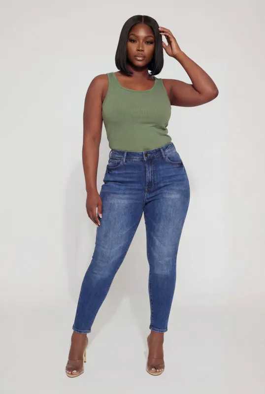 Plus Size Ribbed Knit Scoop Neck Tank Top made by Ambiance