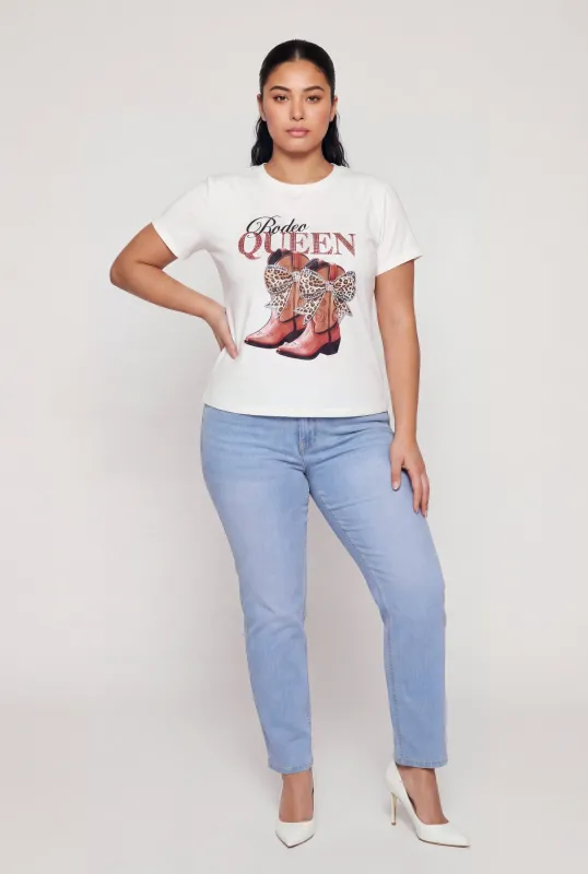 Plus Size Rhinestone Rodeo Queen Graphic Tee made by Rainbow