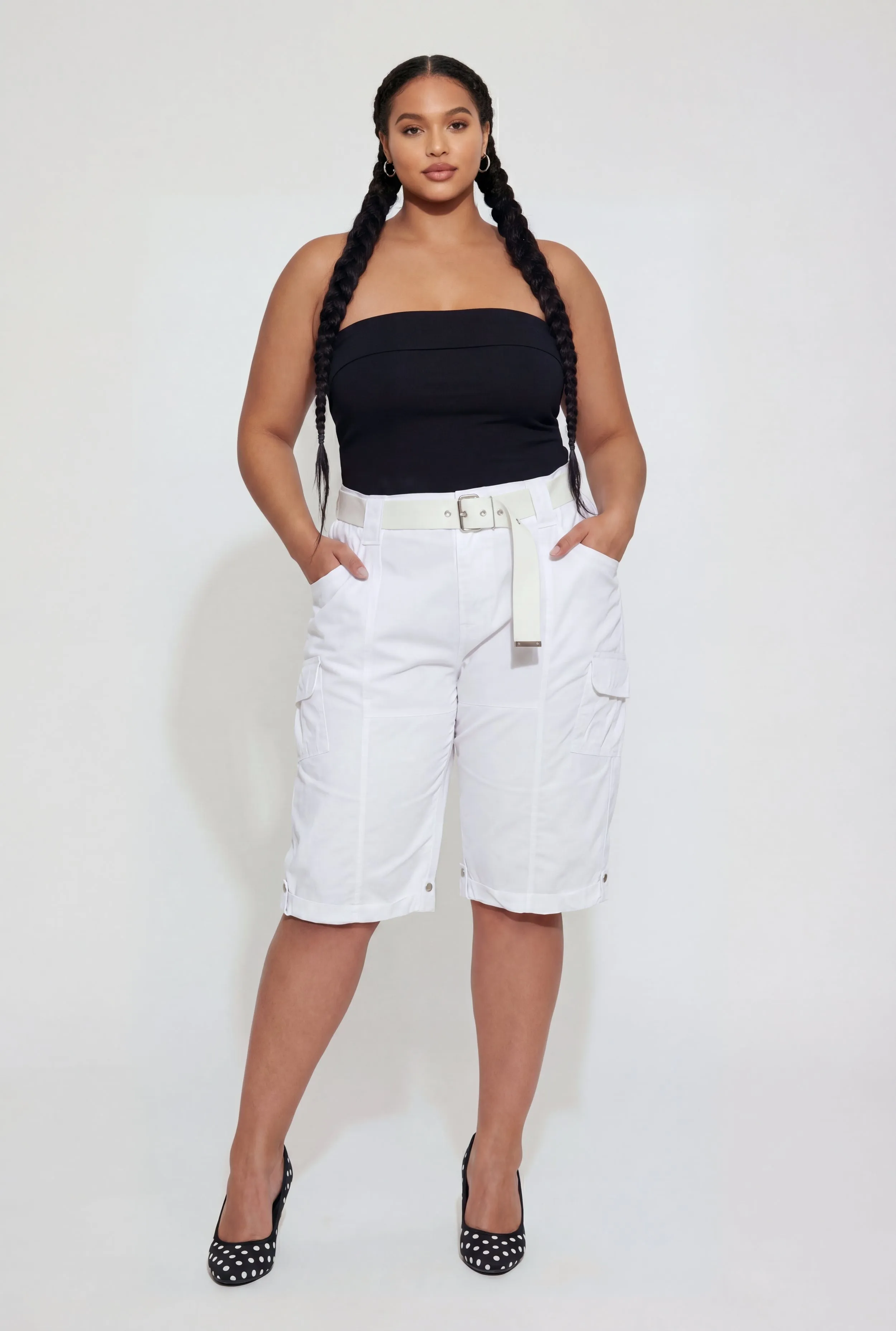 Plus Size Belted Cargo Bermuda Shorts sold by Rainbow