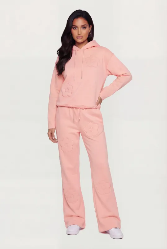 Flower Applique Fleece Sweatpants made by Rainbow