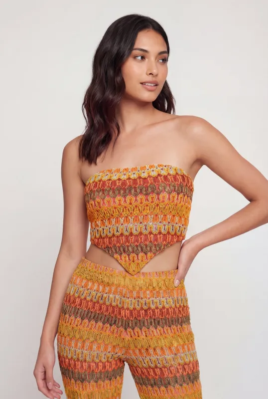 Patterned Hanky Hem Crop Tube Top made by Rainbow