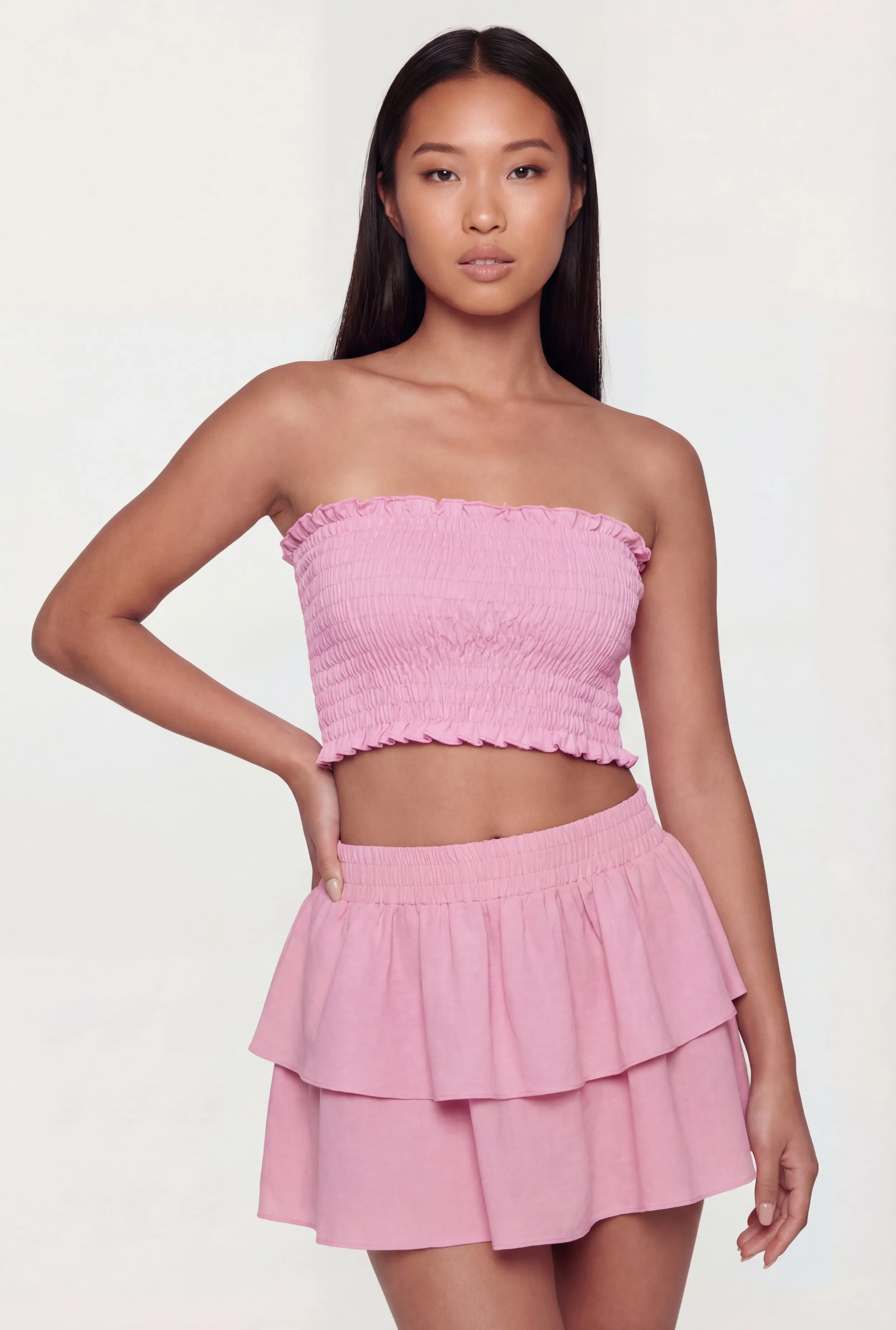 Trendy Smocked Crop Tube Top sold by Rainbow