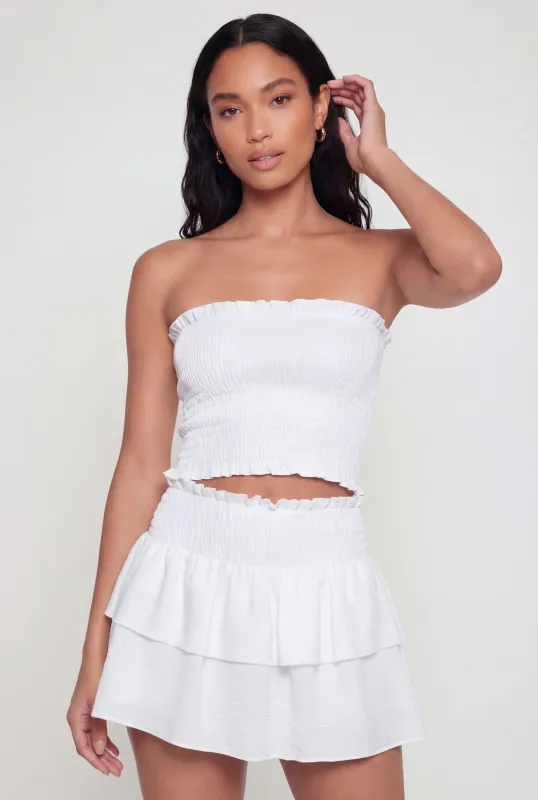 Trendy Smocked Crop Tube Top made by Rainbow