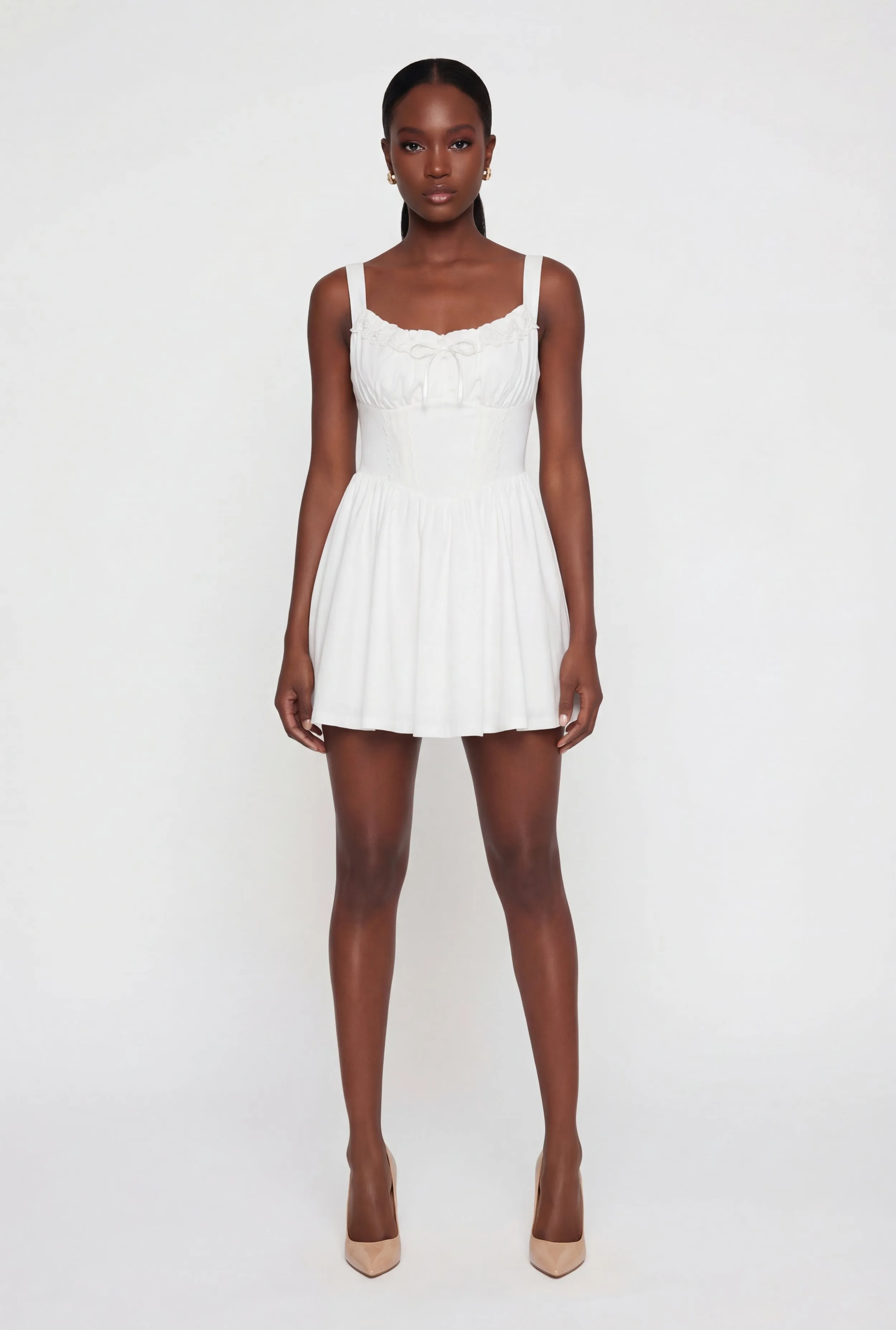 Drawstring Front Bustier Skater Dress sold by Rainbow