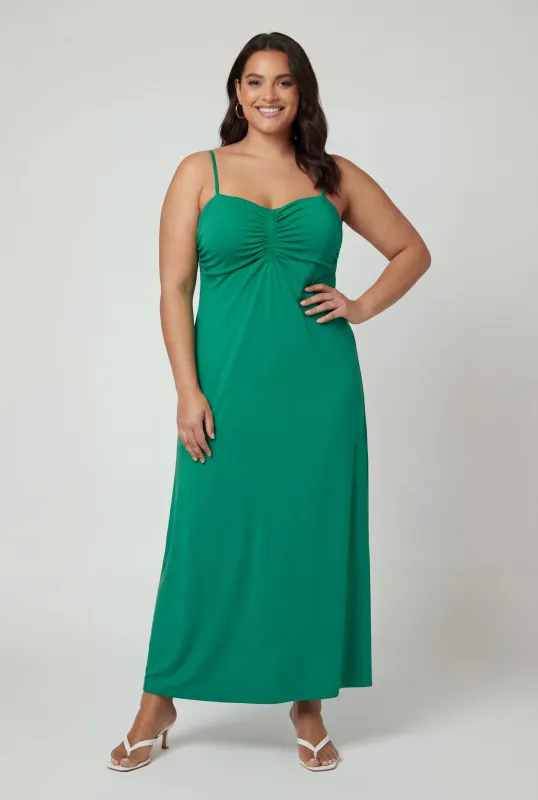 Plus Size Ruched Front Cami Maxi Dress made by Rainbow