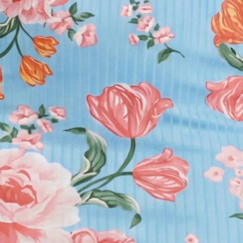 Plus Size Rose Print Rib Knit Mini Tank Dress sold by Rainbow product image thumbnail 4