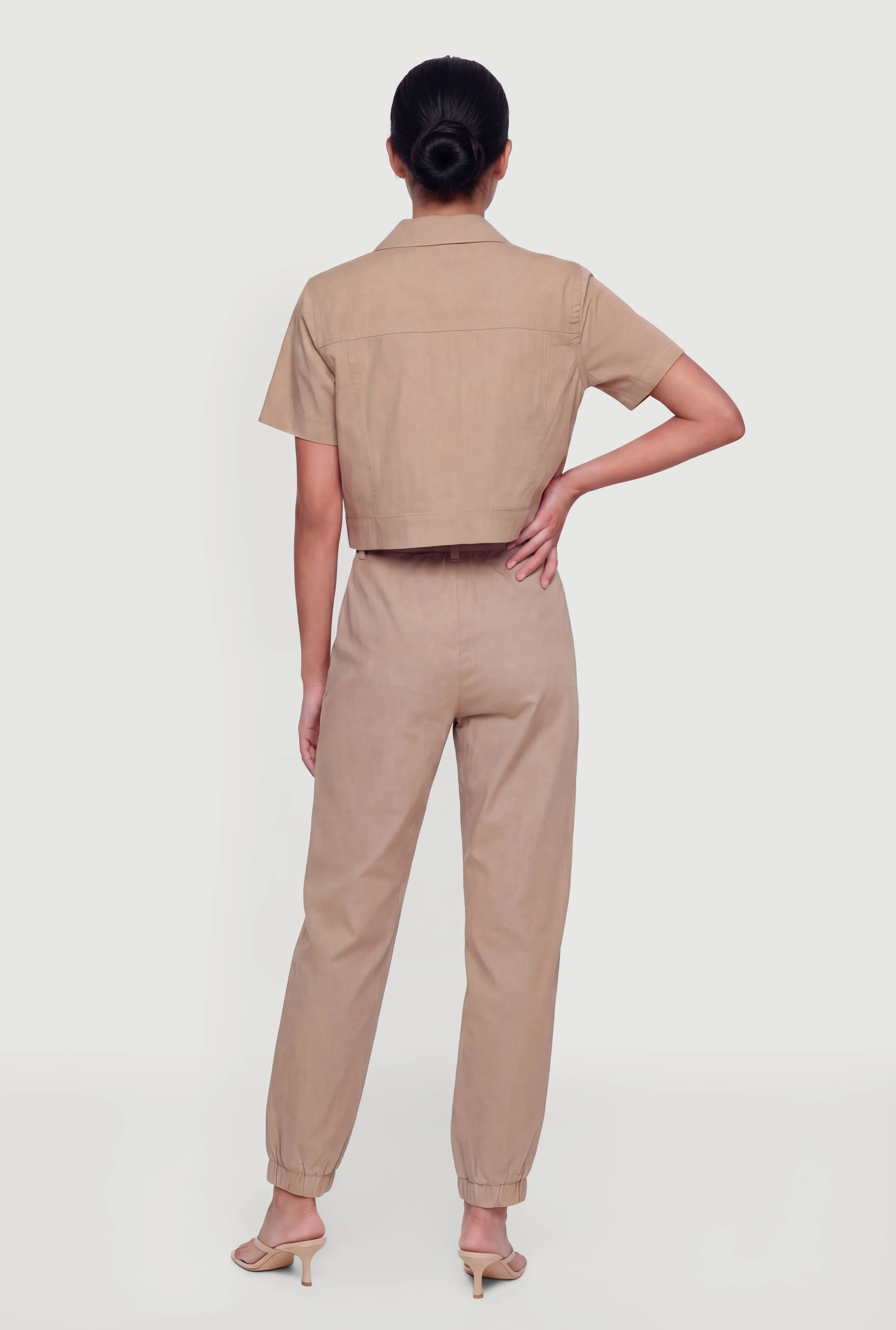 Nylon Short Sleeve Cropped Button Front Shirt sold by Rainbow product image thumbnail 5