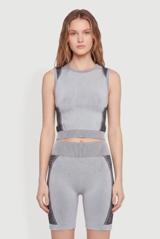 Seamless Stripe Detail Laser Cut Crop Top made by Rainbow