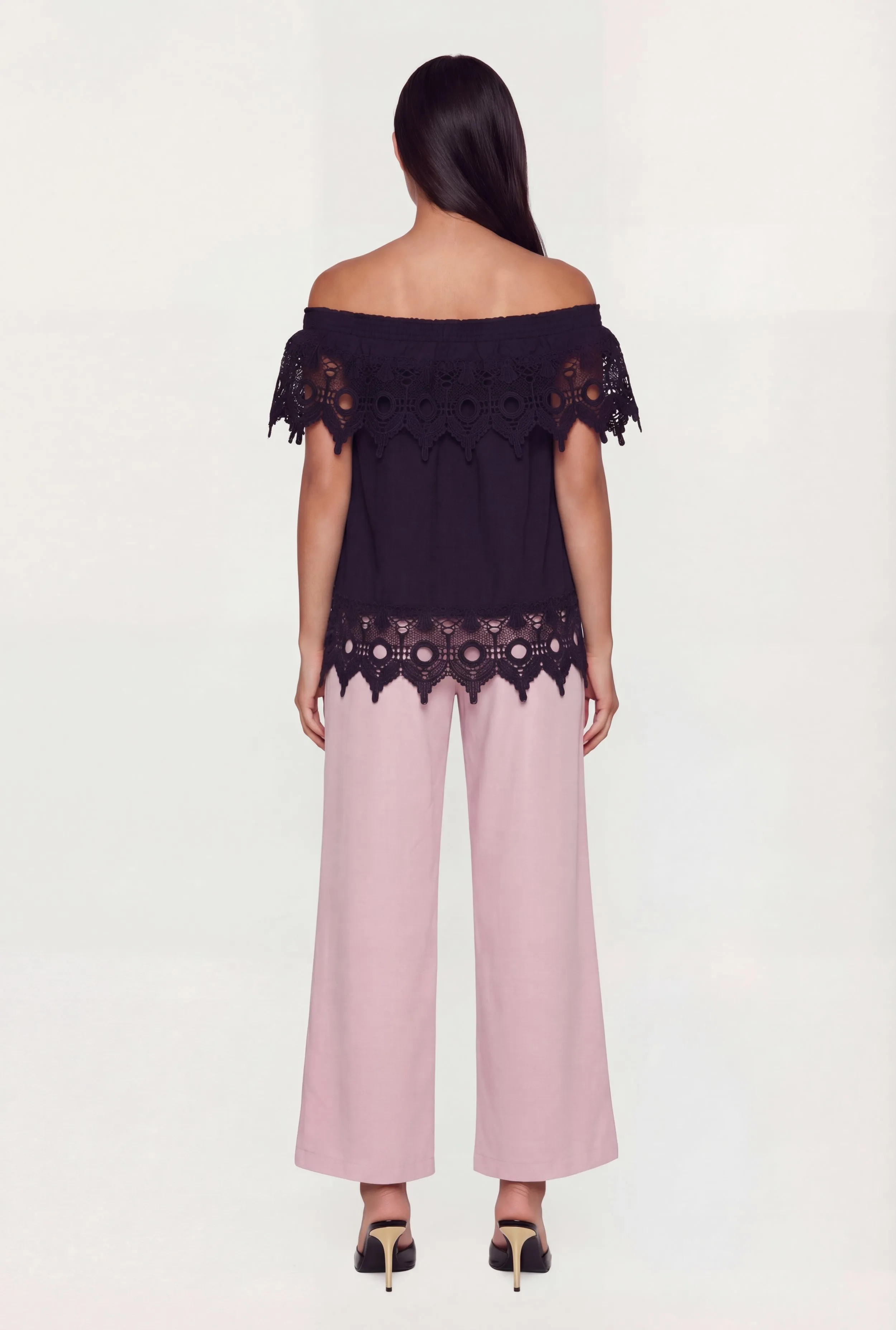 Crochet Detail Fold Over Off The Shoulder Top sold by Rainbow product image thumbnail 5