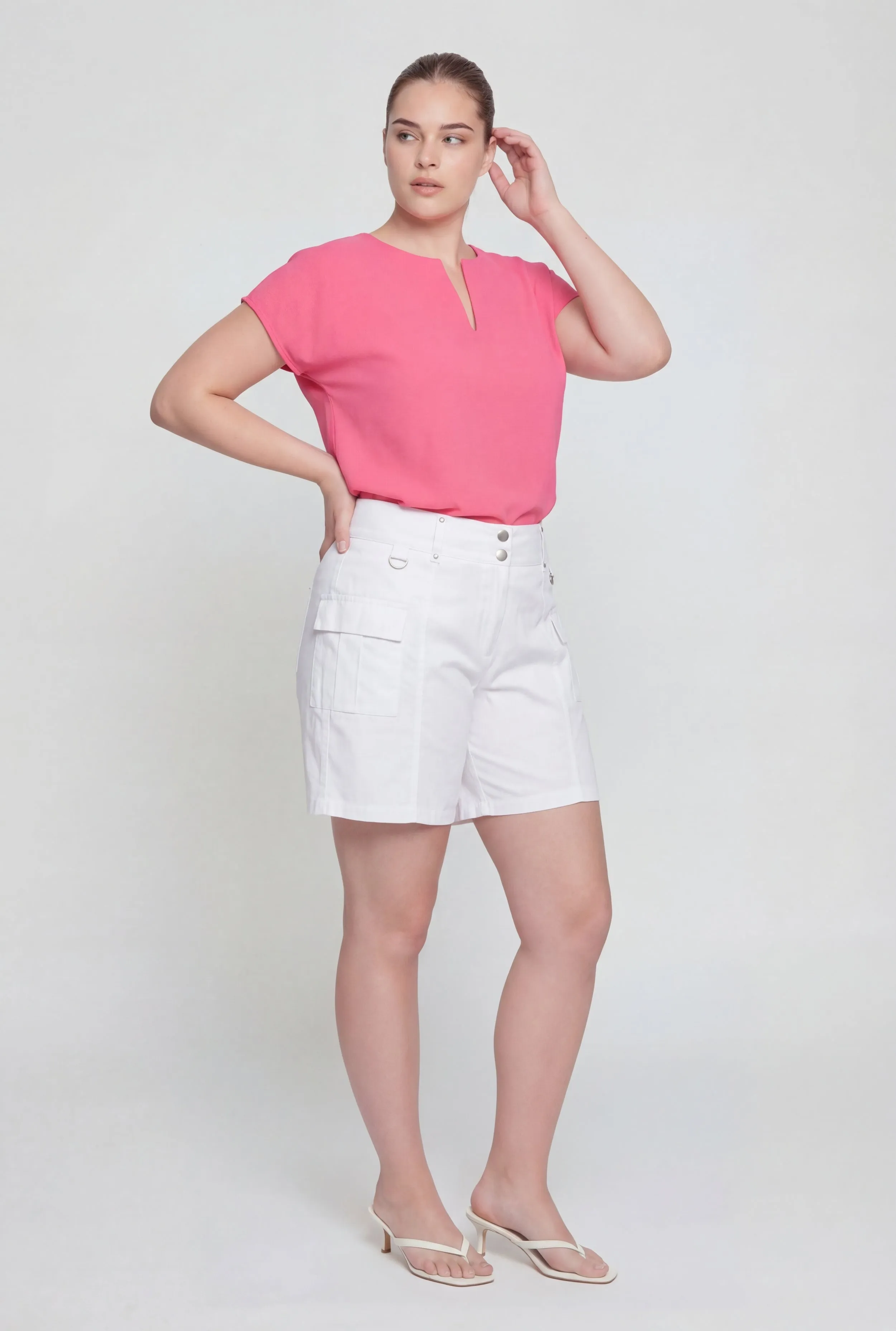 Plus Size High Waisted Stretch Cargo Shorts sold by Rainbow product image thumbnail 2