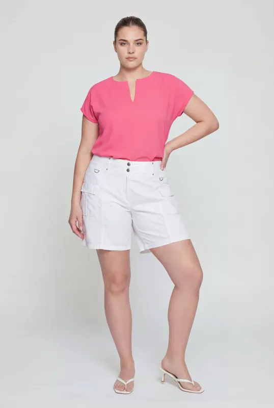 Plus Size High Waisted Stretch Cargo Shorts made by Rainbow