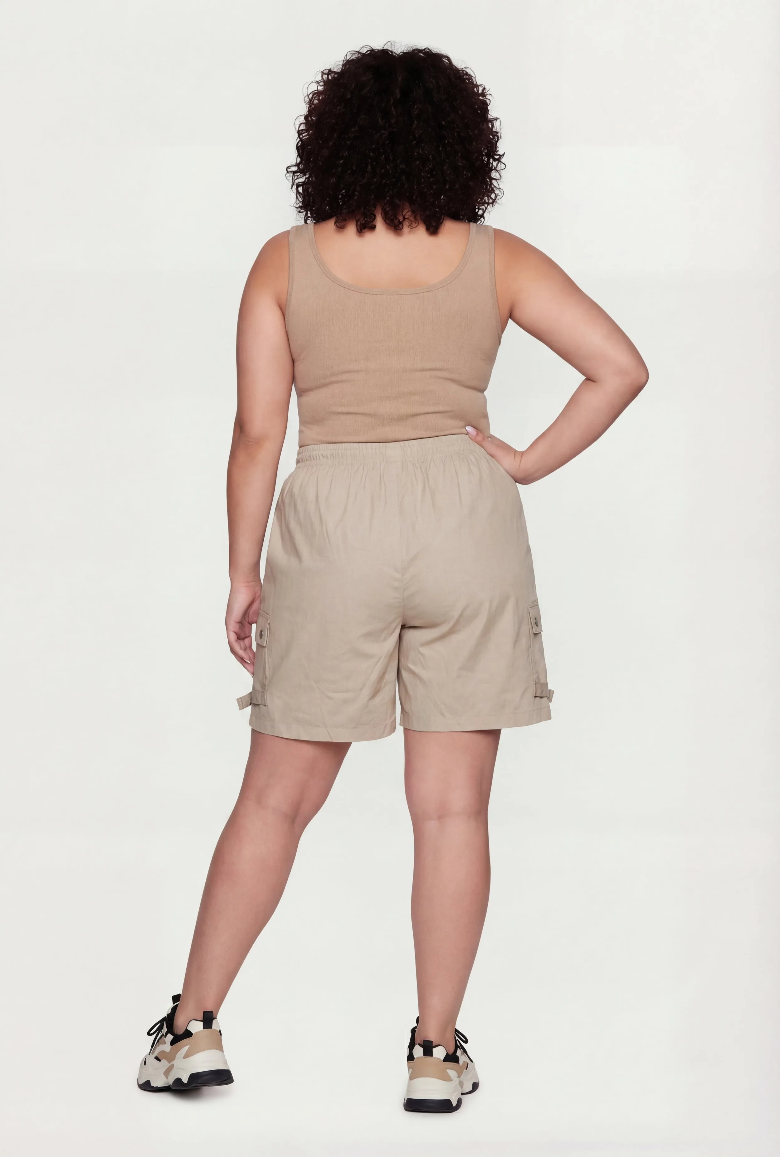 Plus Size Poplin Drawstring Waist Utility Shorts sold by Rainbow product image thumbnail 5