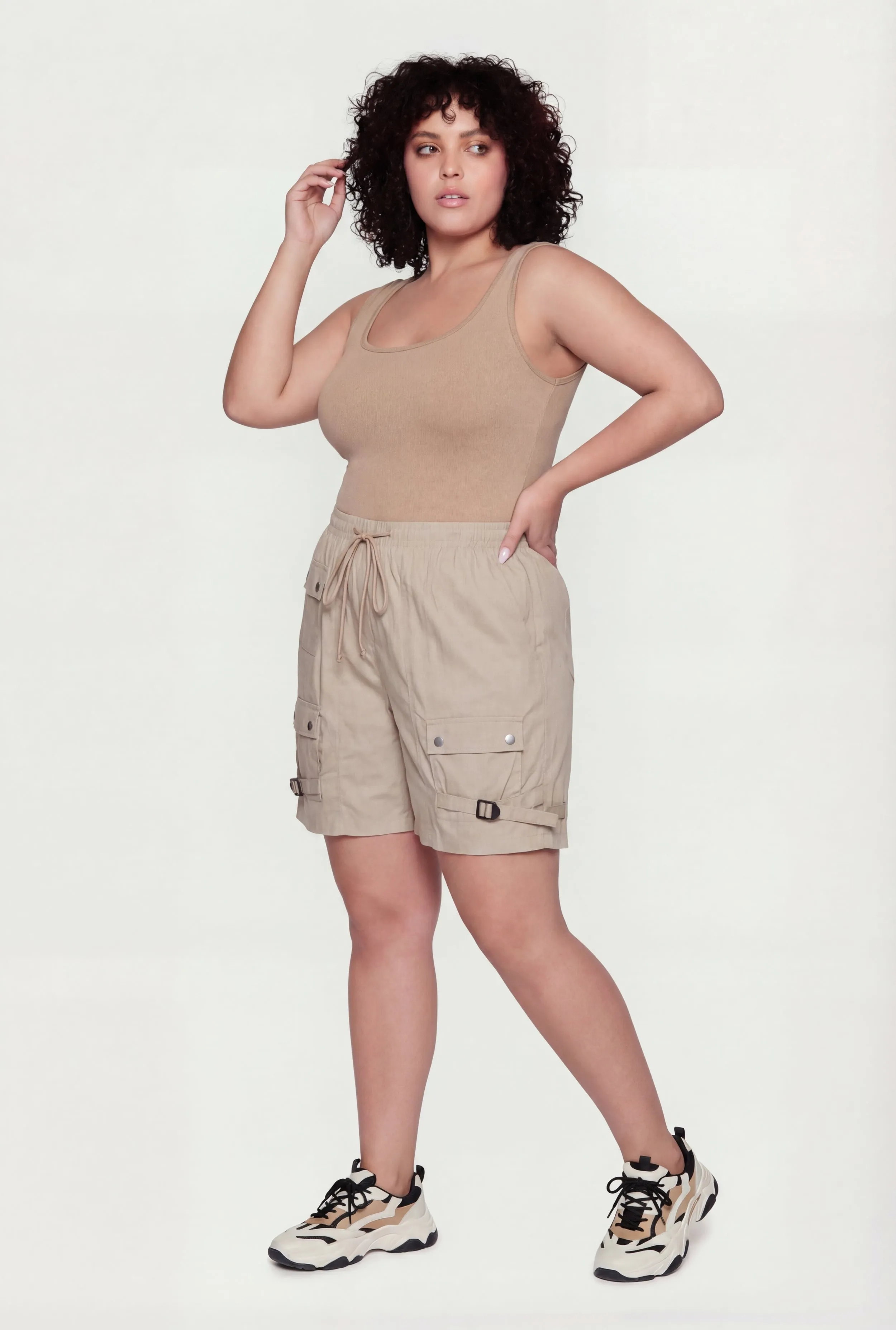 Plus Size Poplin Drawstring Waist Utility Shorts sold by Rainbow product image thumbnail 2