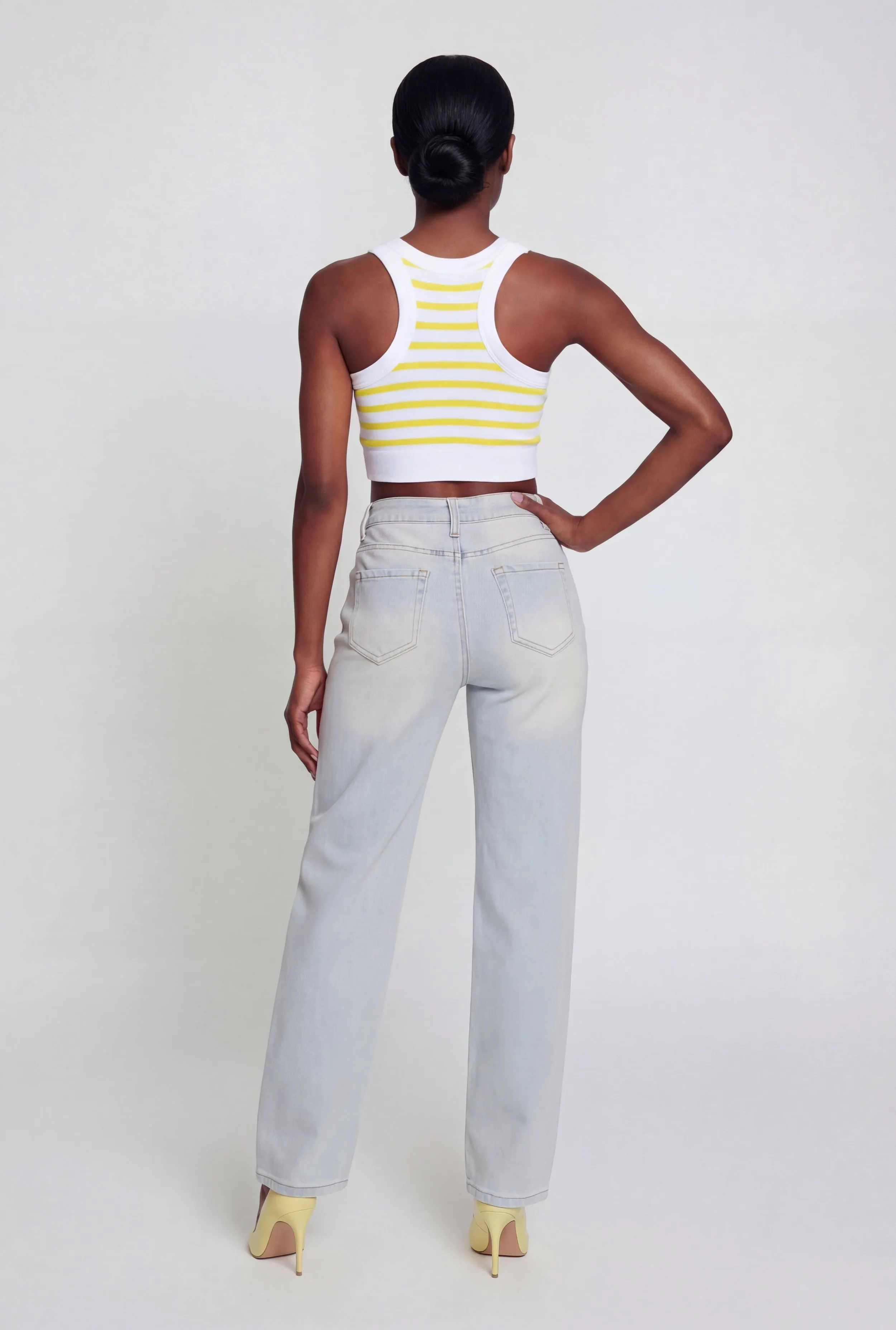 Striped Ribbed Cropped Racerback Tank Top sold by Rainbow product image thumbnail 5