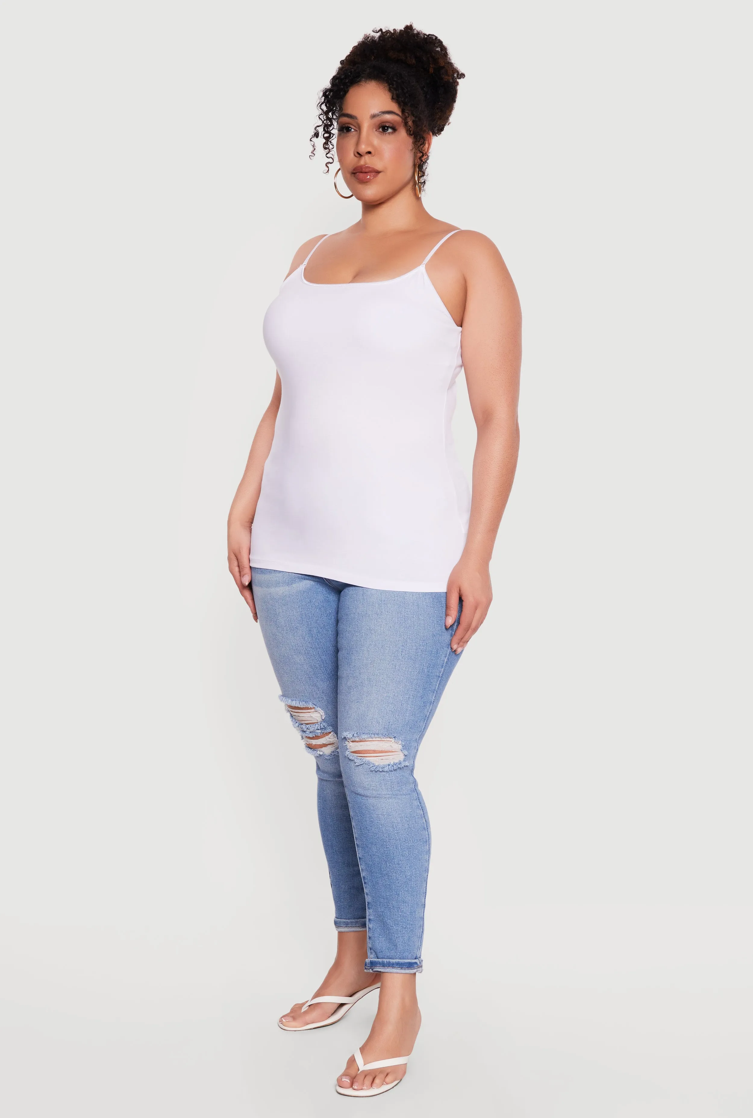Plus Size Basic Scoop Neck Cami with Shelf Bra sold by Rainbow product image thumbnail 3