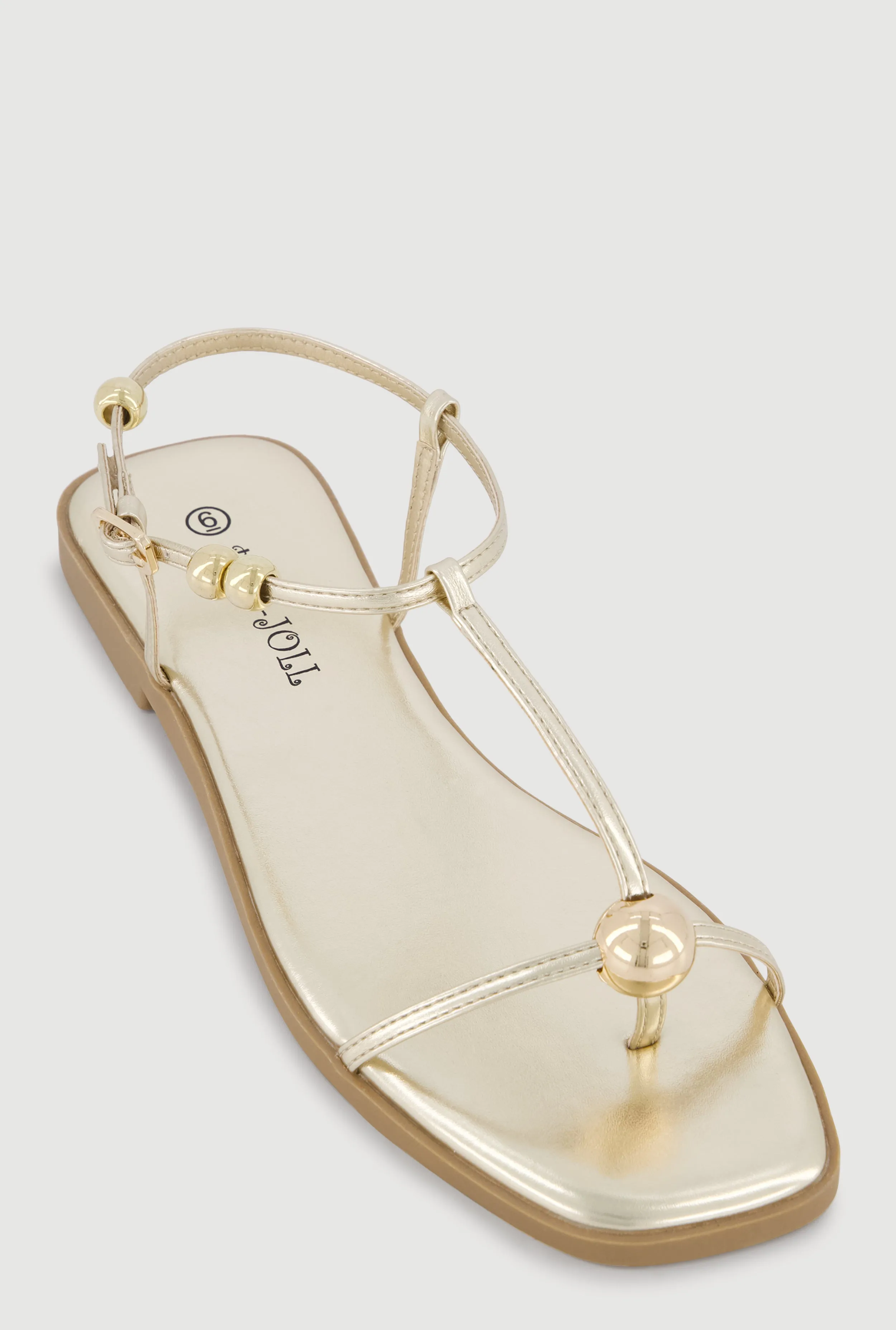 Metallic Beaded Ankle Strap Thong Sandals sold by Rainbow