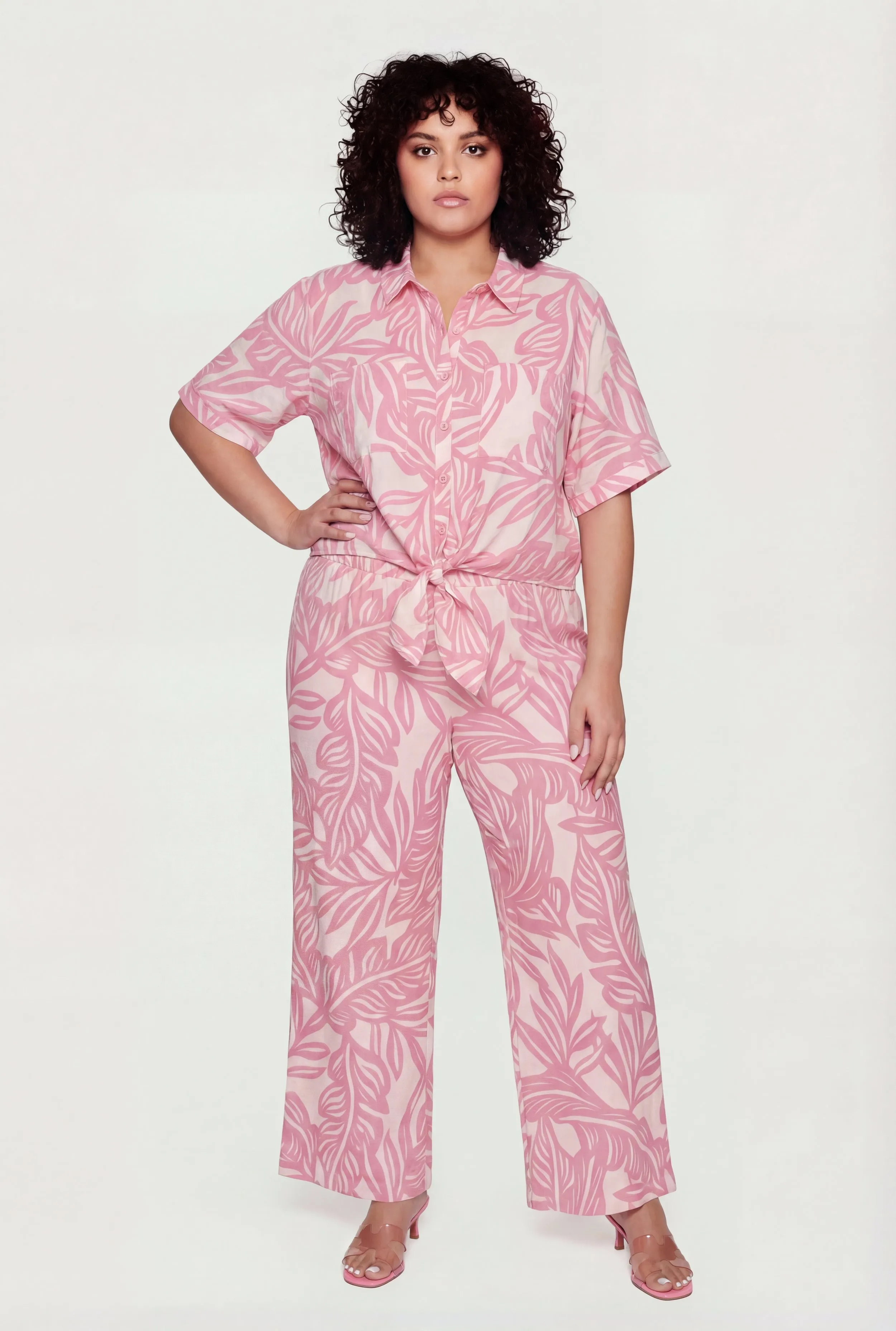Plus Size Abstract Leaf Print Wide Leg Pants sold by Rainbow product image thumbnail 2