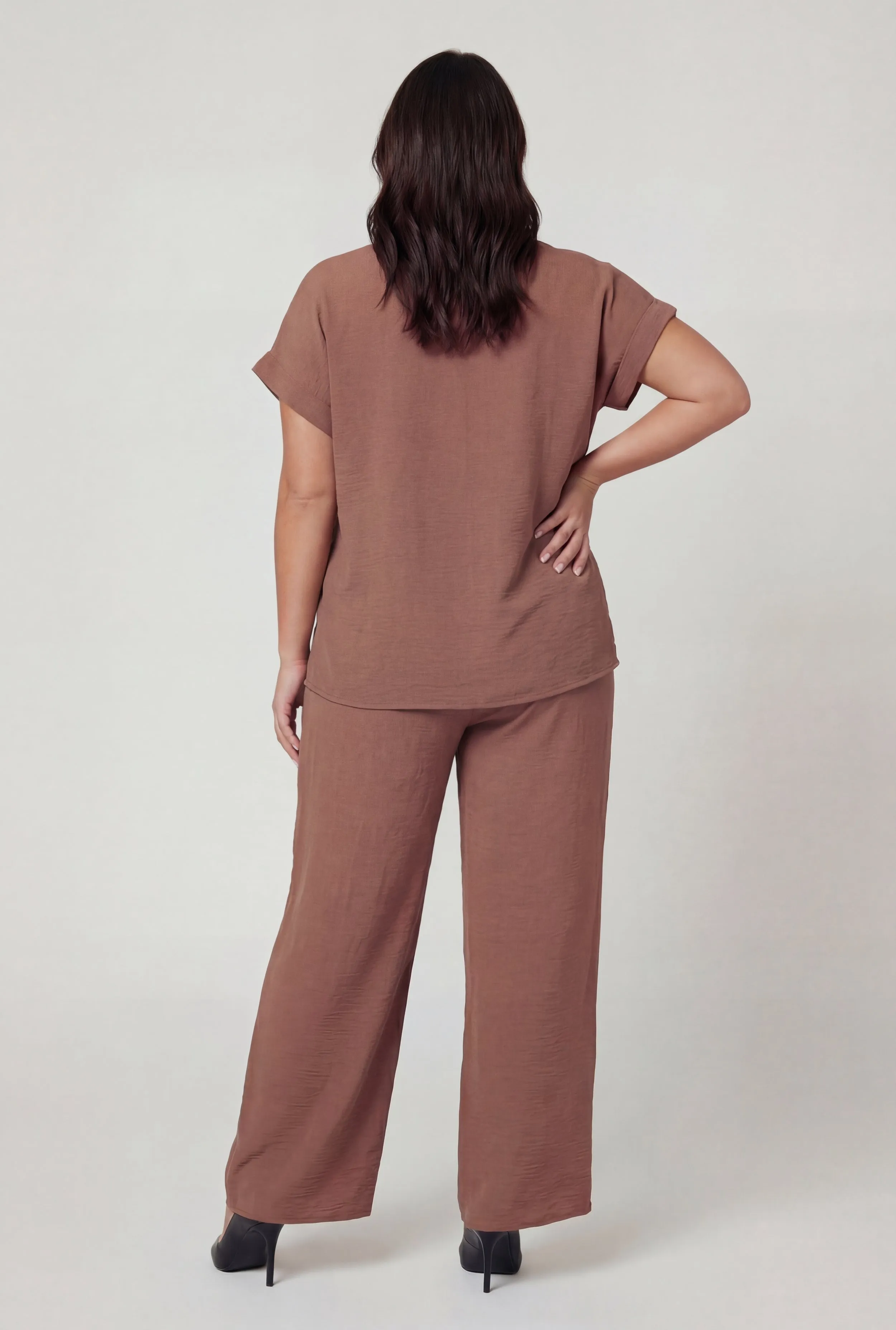 Plus Size Crepe Knit Tie Front Detail Button Front Shirt sold by Rainbow product image thumbnail 5