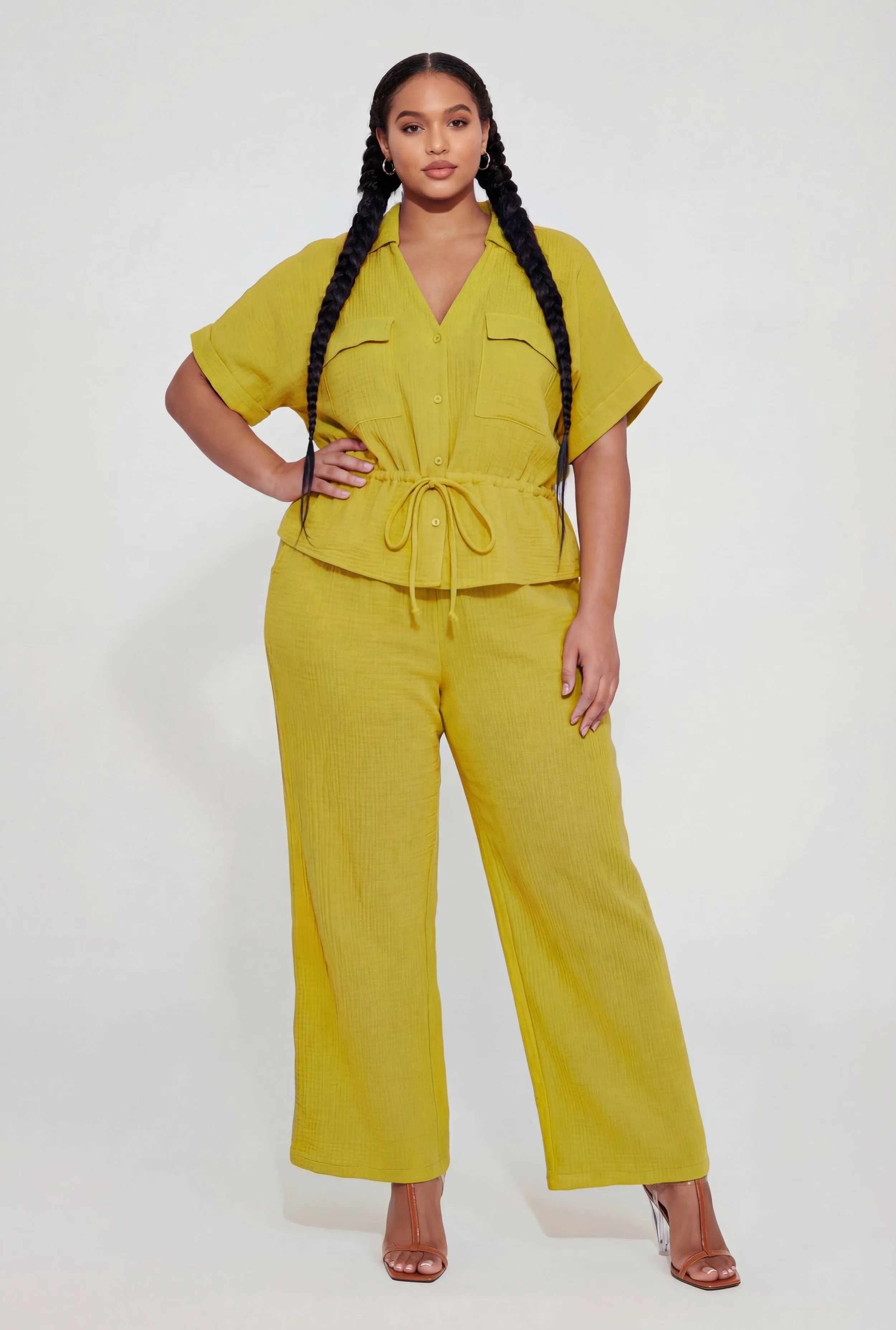 Plus Size High Waisted Gauze Knit Pants sold by Rainbow