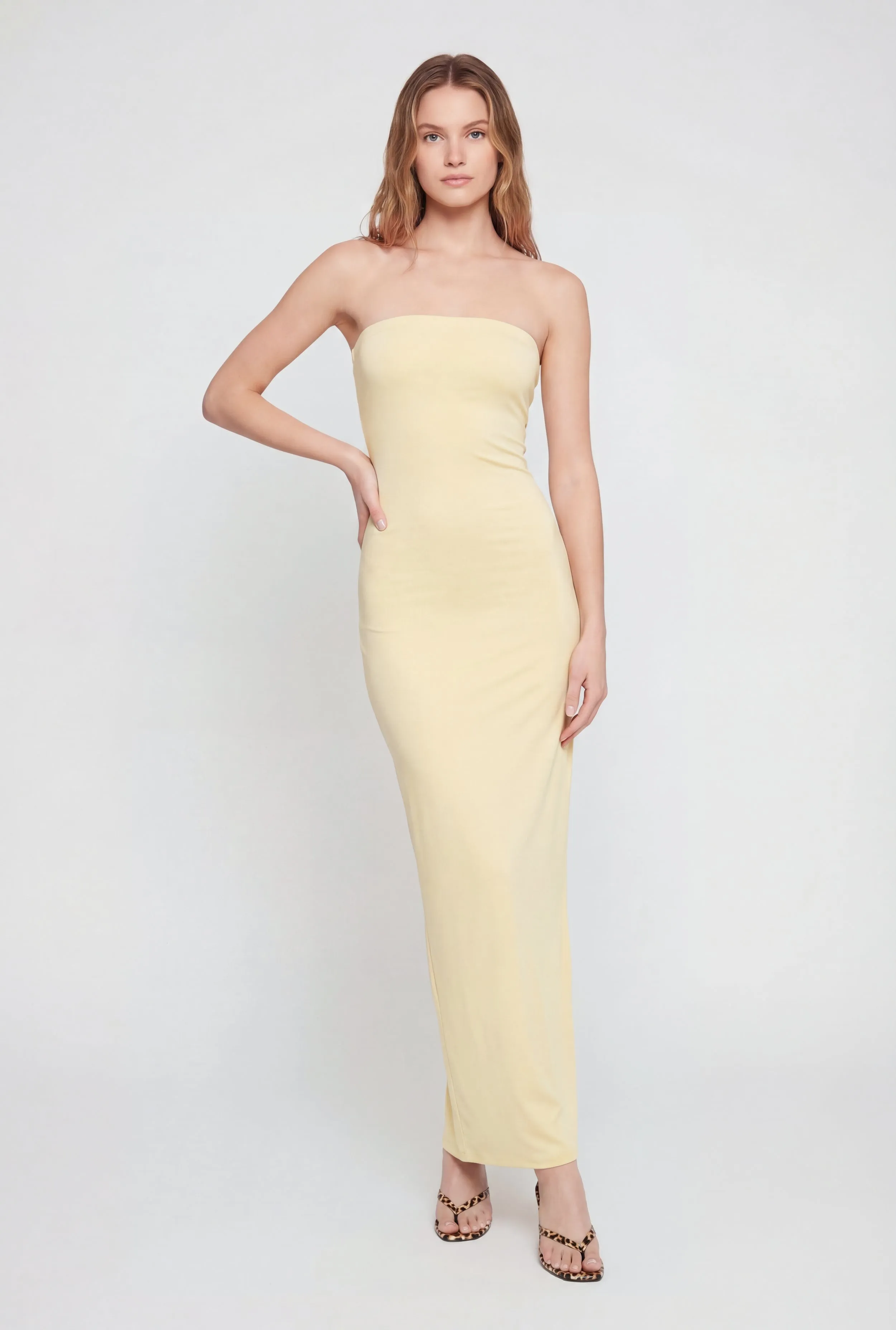 Back Slit Tube Maxi Dress sold by Rainbow