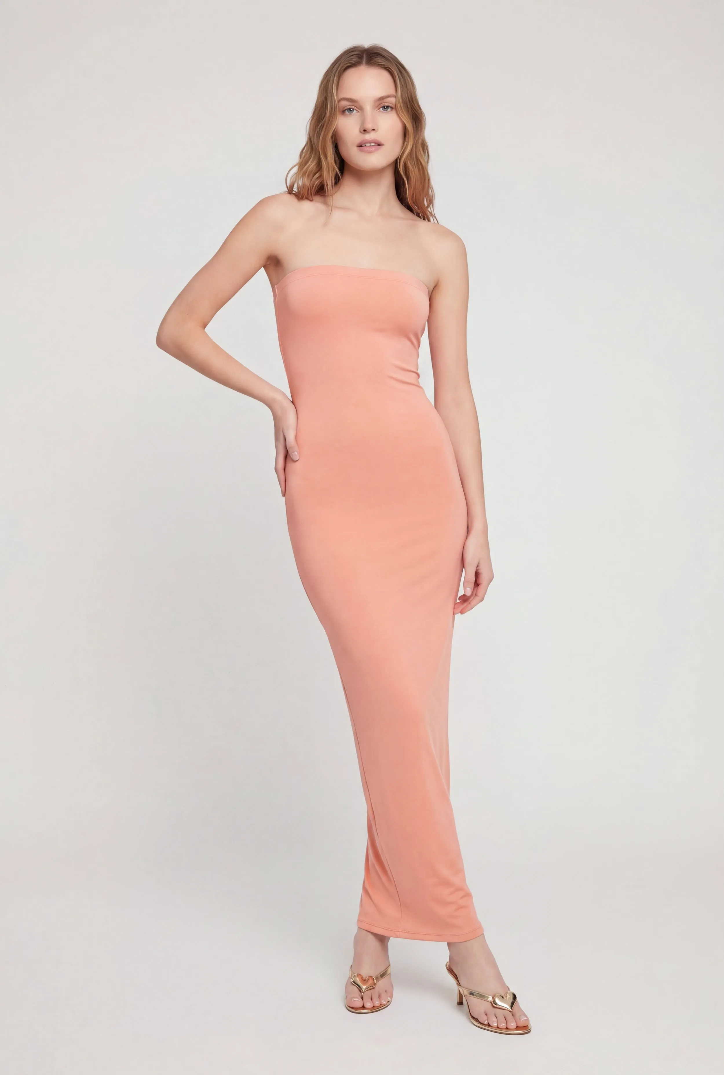 Back Slit Tube Maxi Dress sold by Rainbow