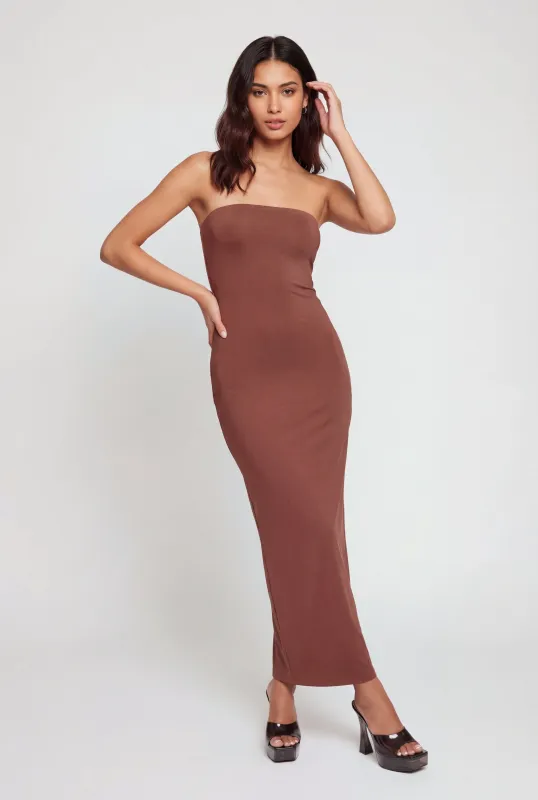 Back Slit Tube Maxi Dress made by Rainbow