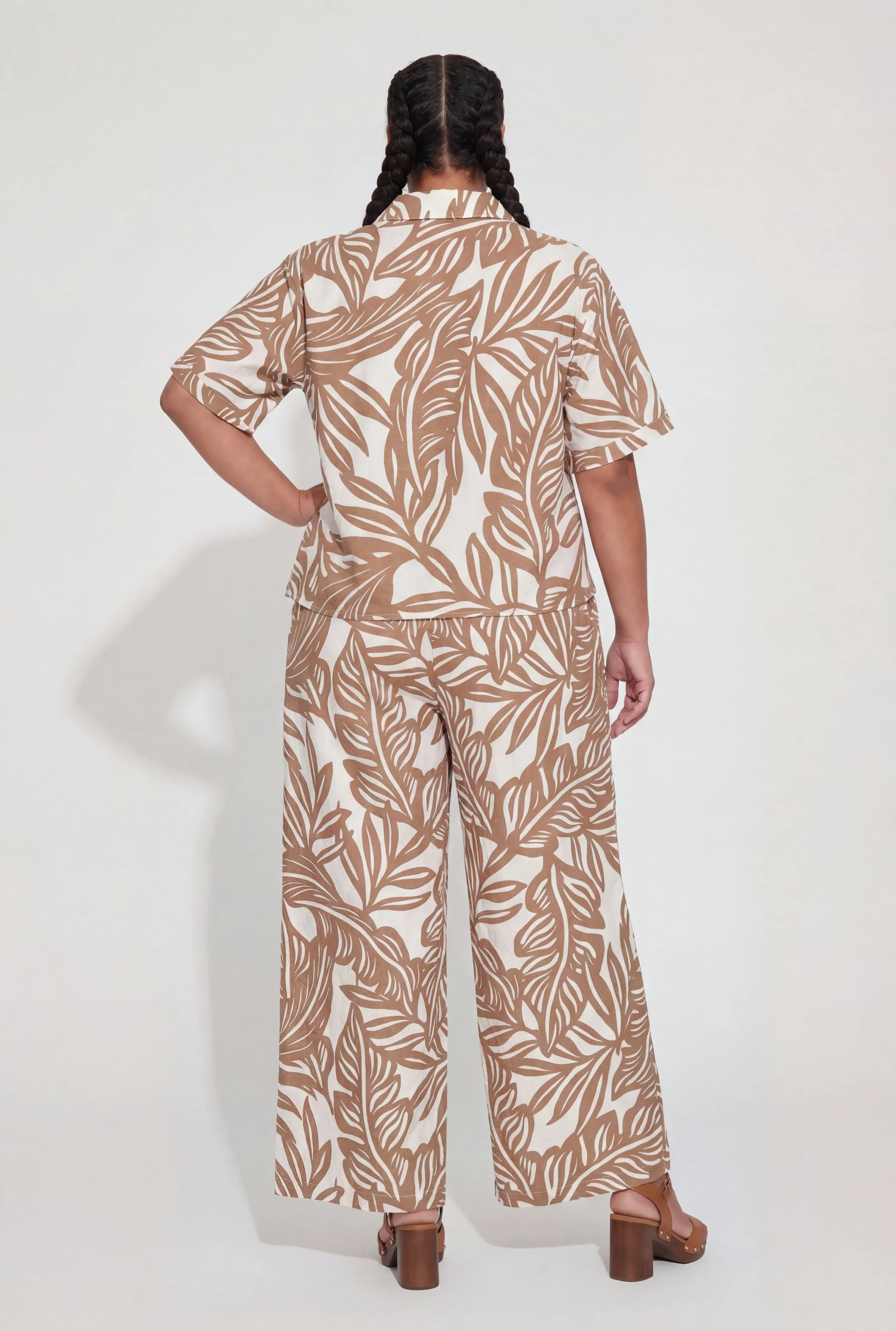 Plus Size Abstract Leaf Print Tie Front Shirt sold by Rainbow product image thumbnail 5