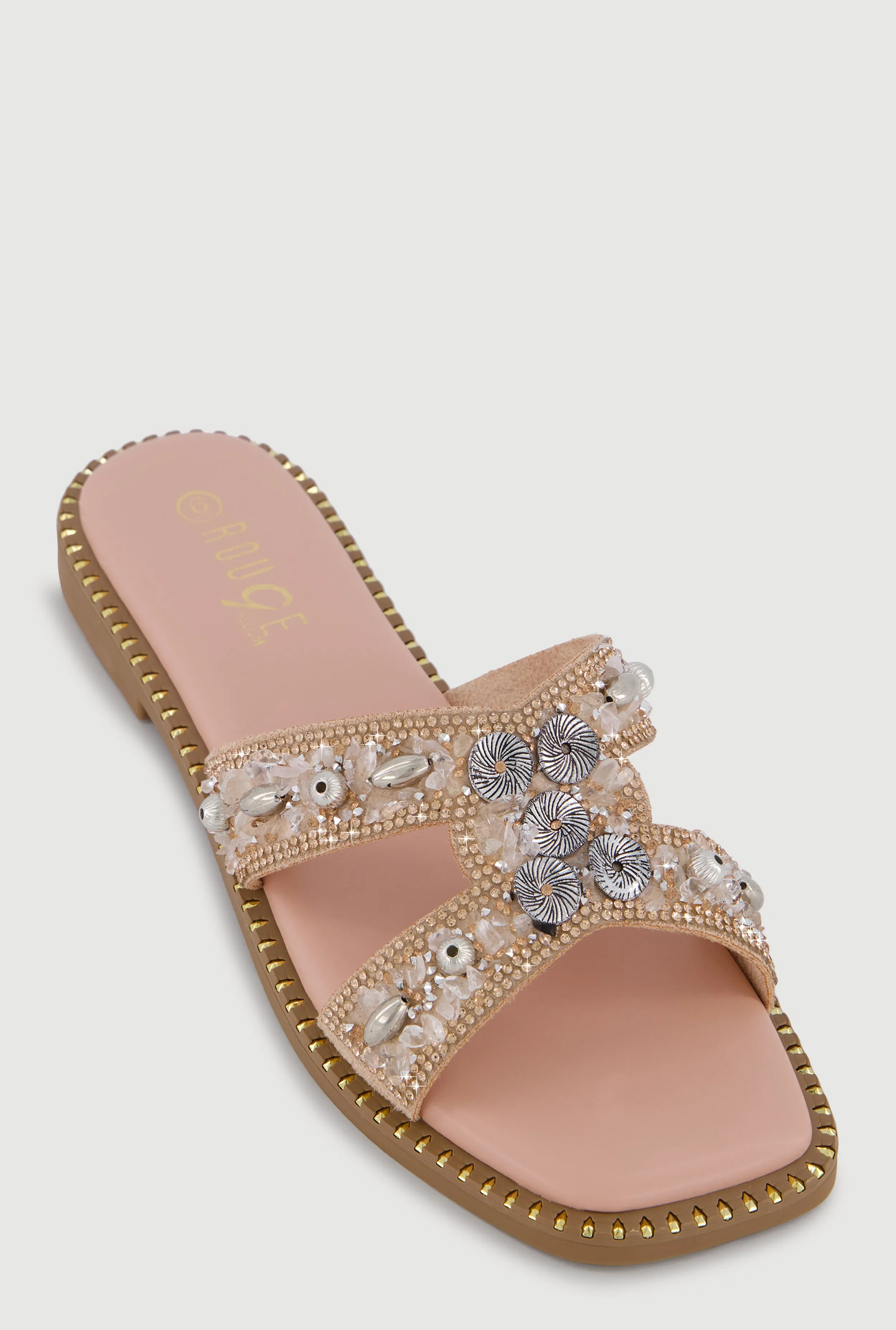 Rhinestone Beaded H Band Sandals sold by Rainbow