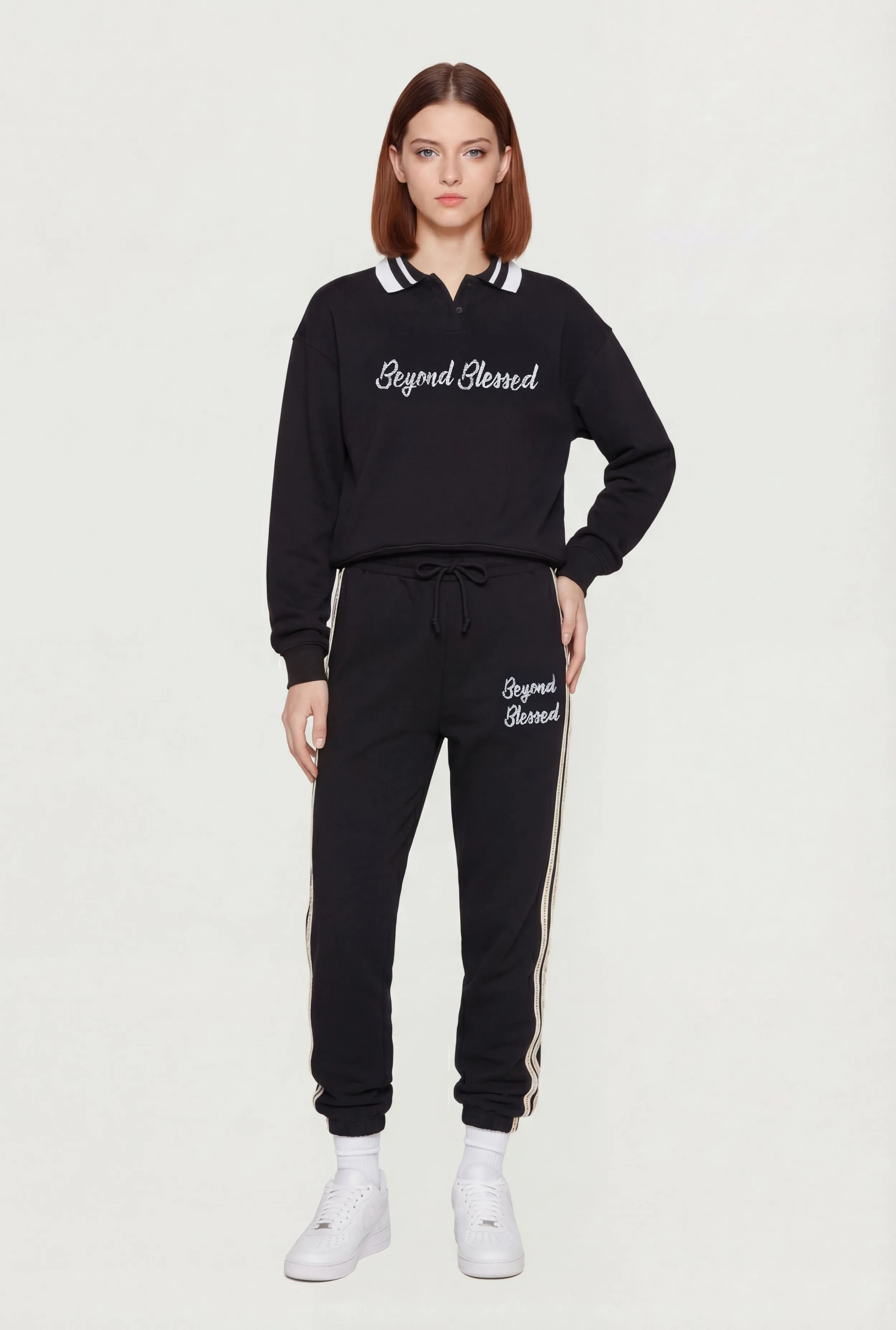 Beyond Blessed Graphic Drawstring Waist Joggers sold by Rainbow