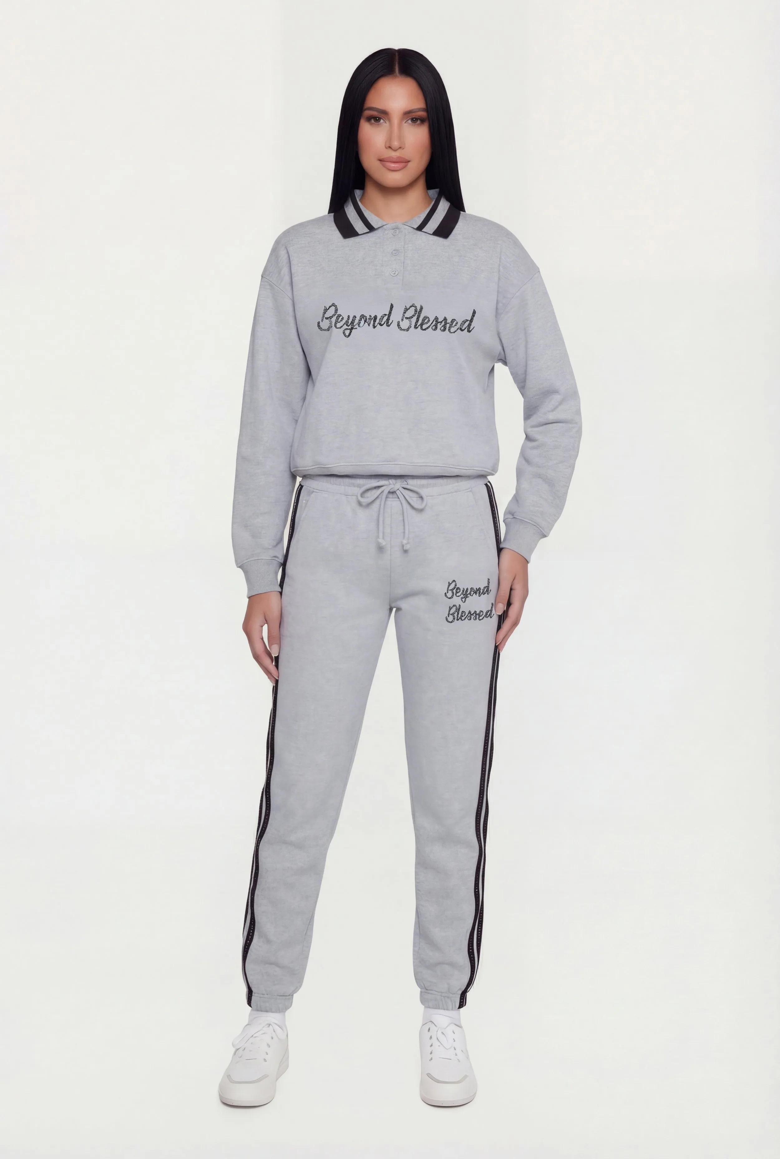 Beyond Blessed Graphic Drawstring Waist Joggers sold by Rainbow