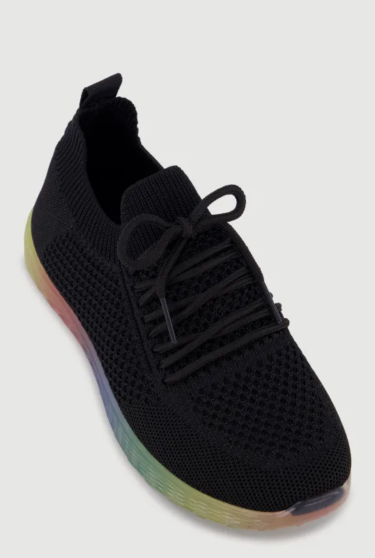 Textured Knit Lace Up Sneakers made by Rainbow