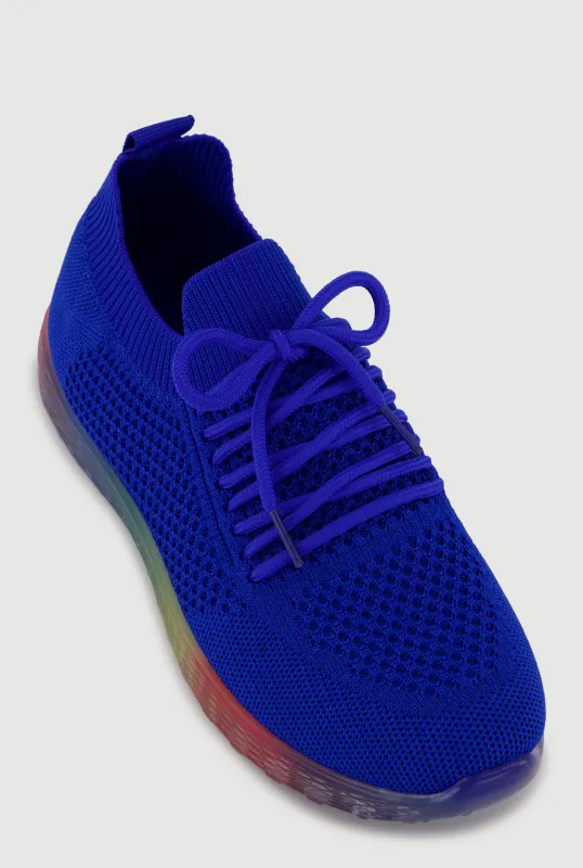 Textured Knit Lace Up Sneakers made by Rainbow