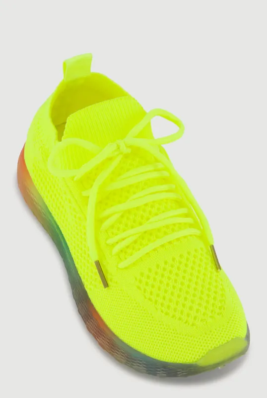 Textured Knit Lace Up Sneakers made by Rainbow