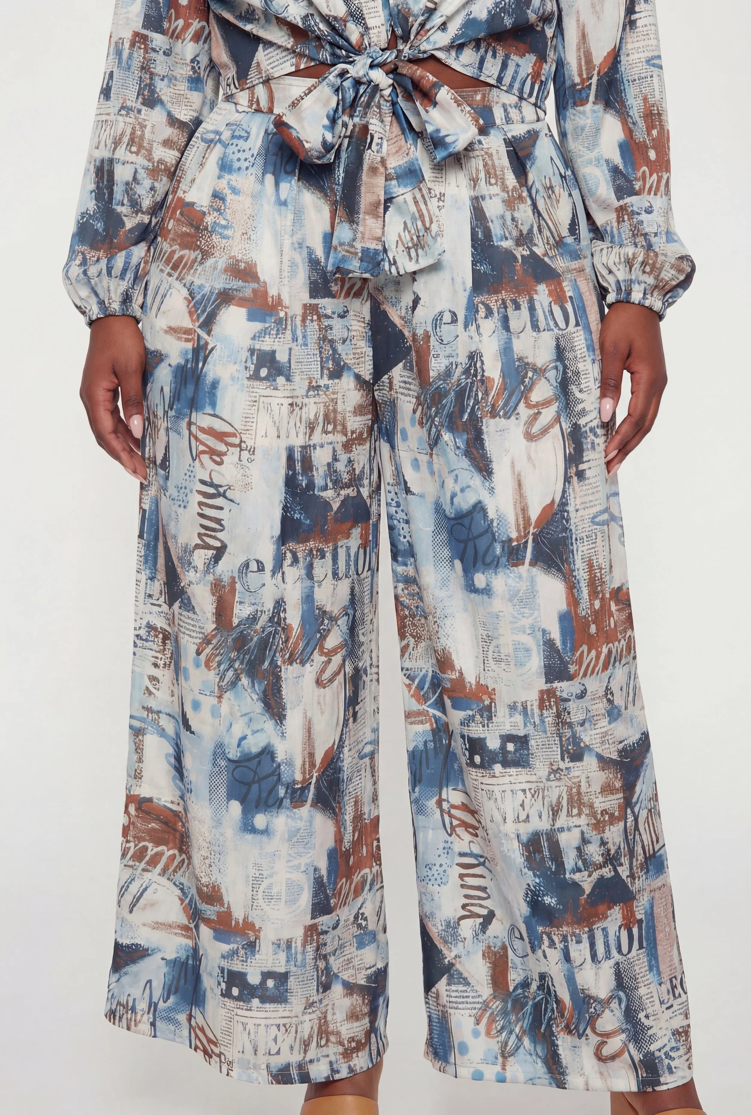 Plus Size High Waisted Printed Satin Palazzo Pants sold by Rainbow product image thumbnail 3