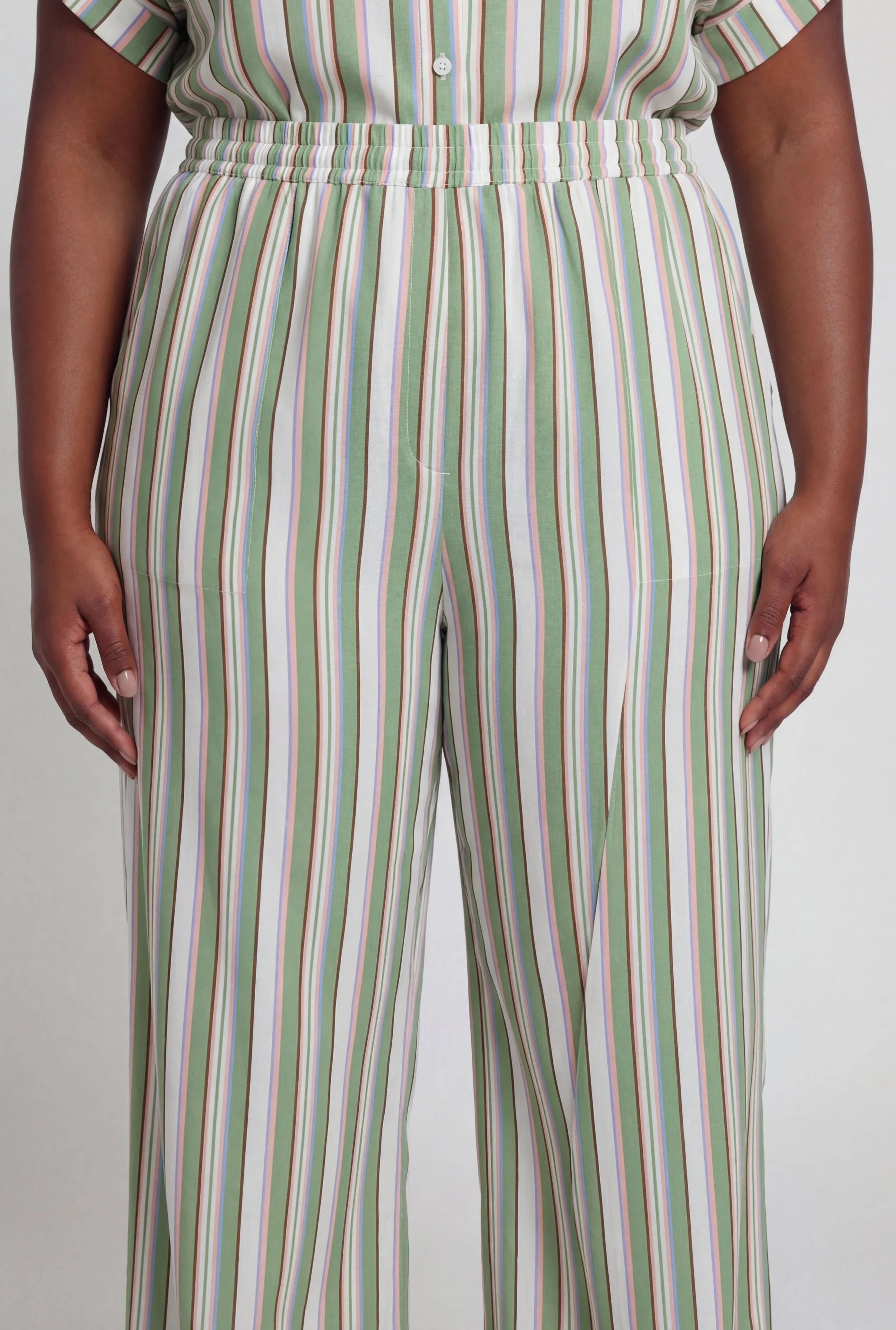 Plus Size Crepe Knit Striped Wide Leg Pants sold by Rainbow product image thumbnail 3