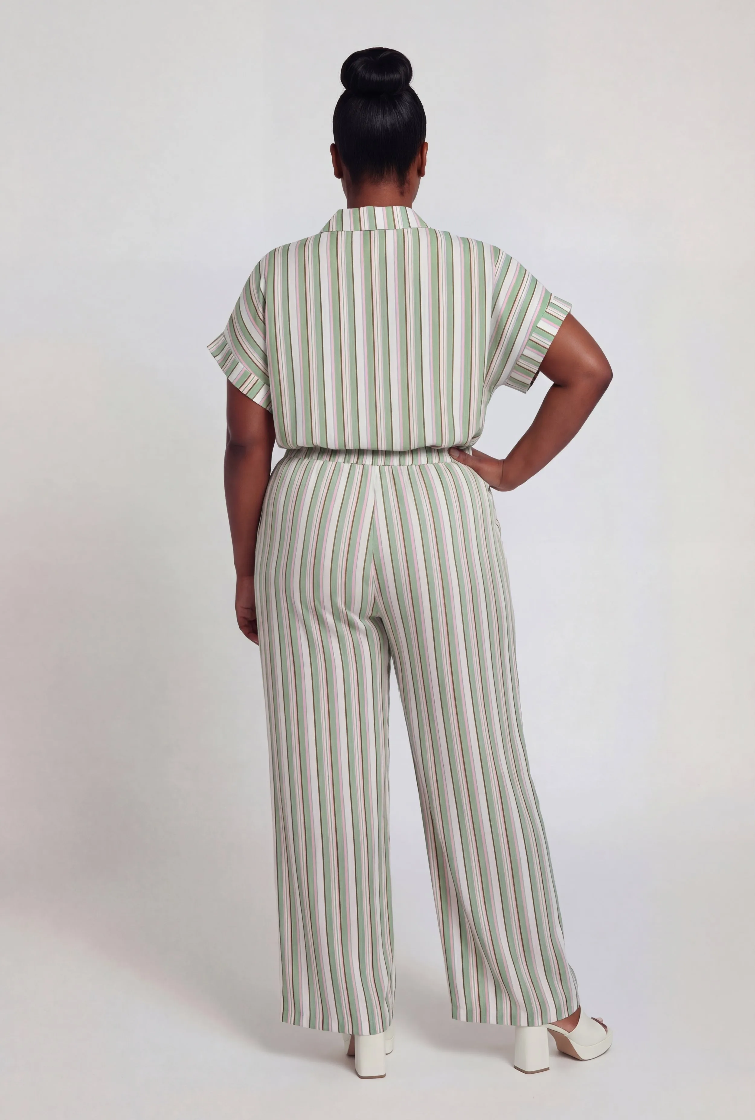 Plus Size Crepe Knit Striped Wide Leg Pants sold by Rainbow product image thumbnail 5