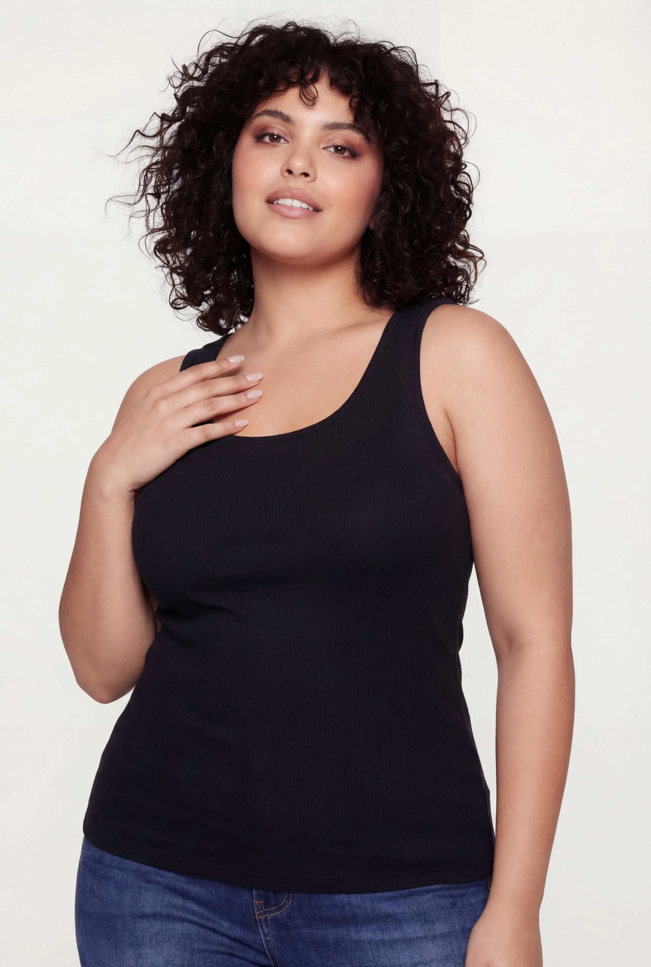 Plus Size Ribbed Knit Scoop Neck Tank Top sold by Rainbow product image thumbnail 2
