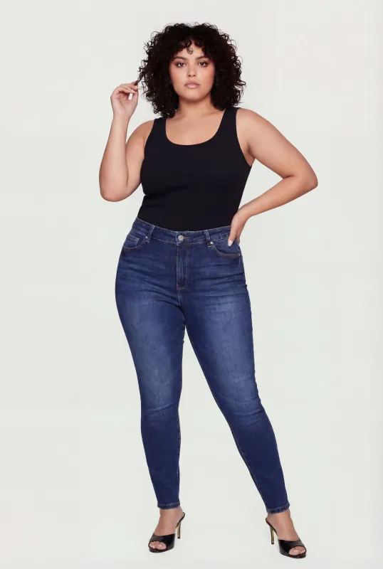 Plus Size Ribbed Knit Scoop Neck Tank Top made by Ambiance