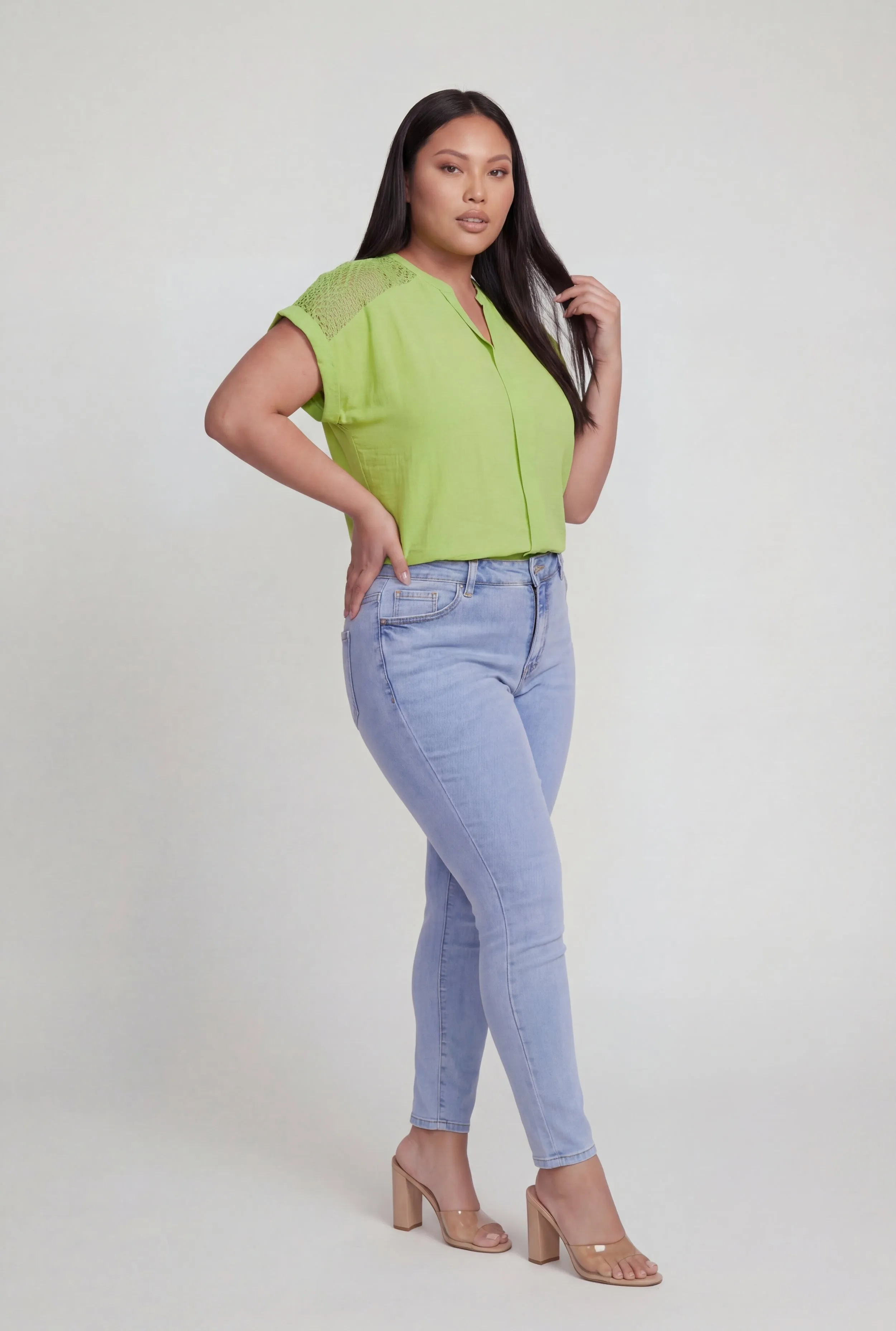 Plus Size Crochet Detail Notch Neck Top sold by Rainbow product image thumbnail 3