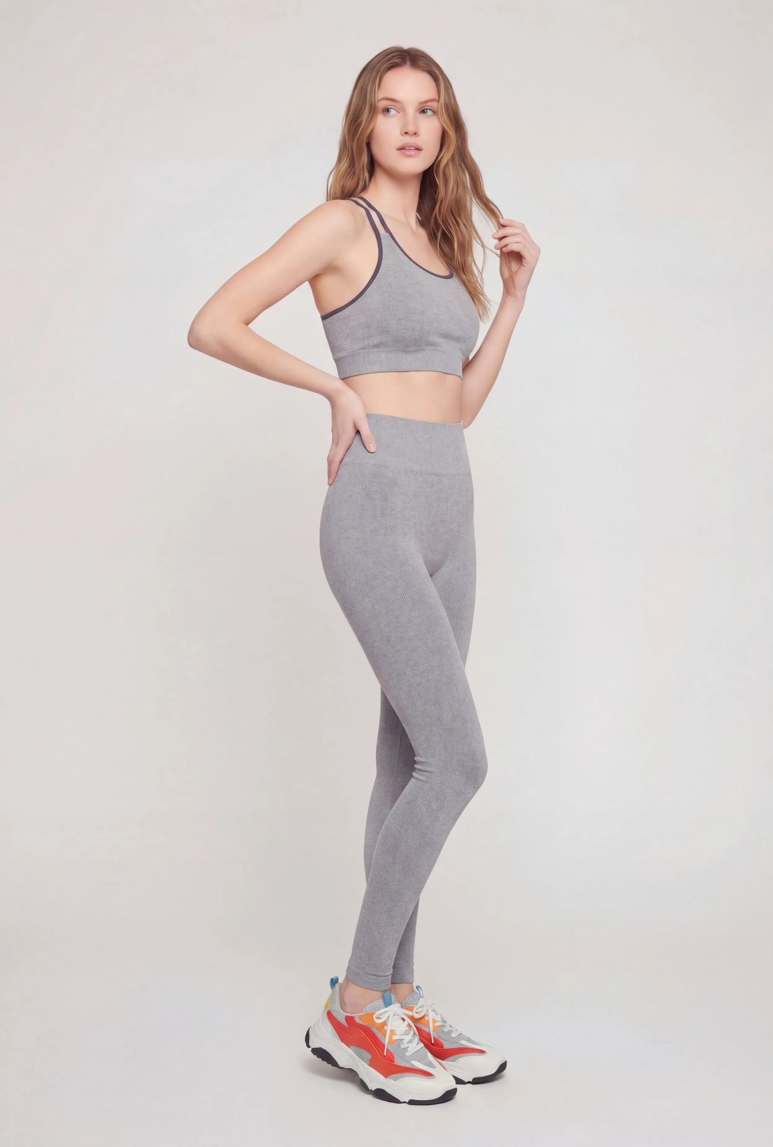 Contrast Trim Racerback Sports Bra and Leggings Set sold by Rainbow product image thumbnail 2