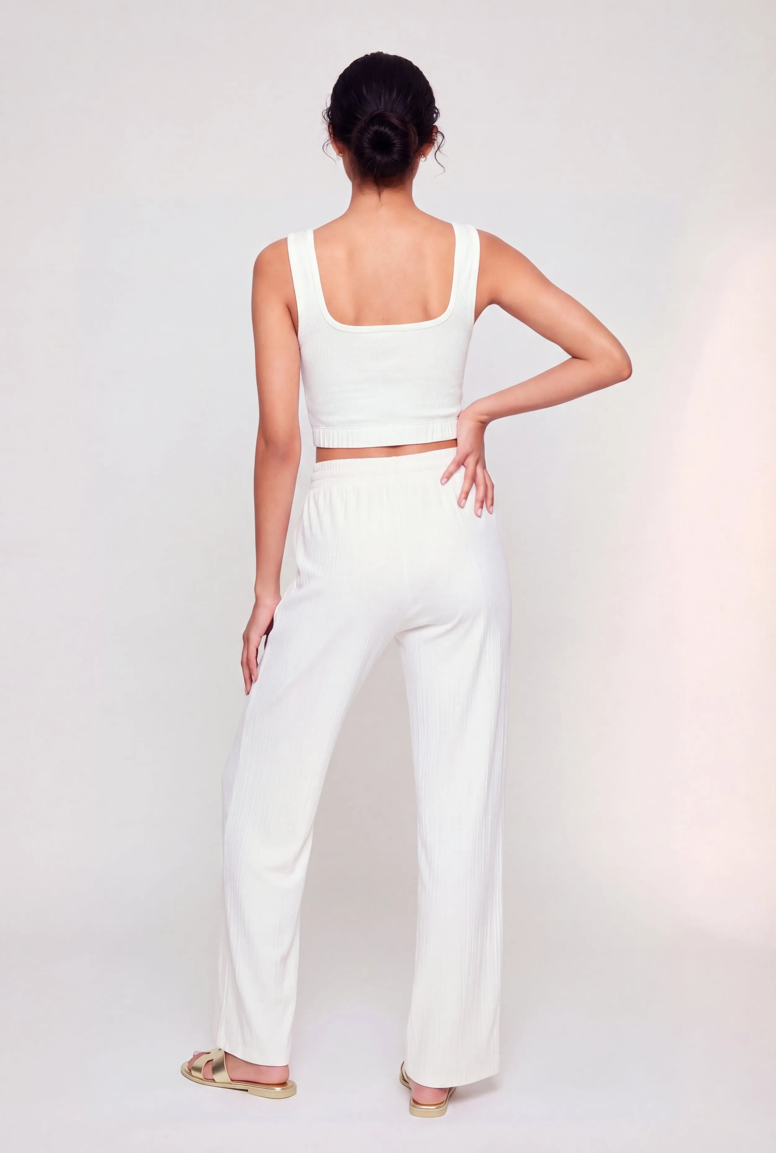 High Waisted Textured Knit Pintuck Pants sold by Rainbow product image thumbnail 2