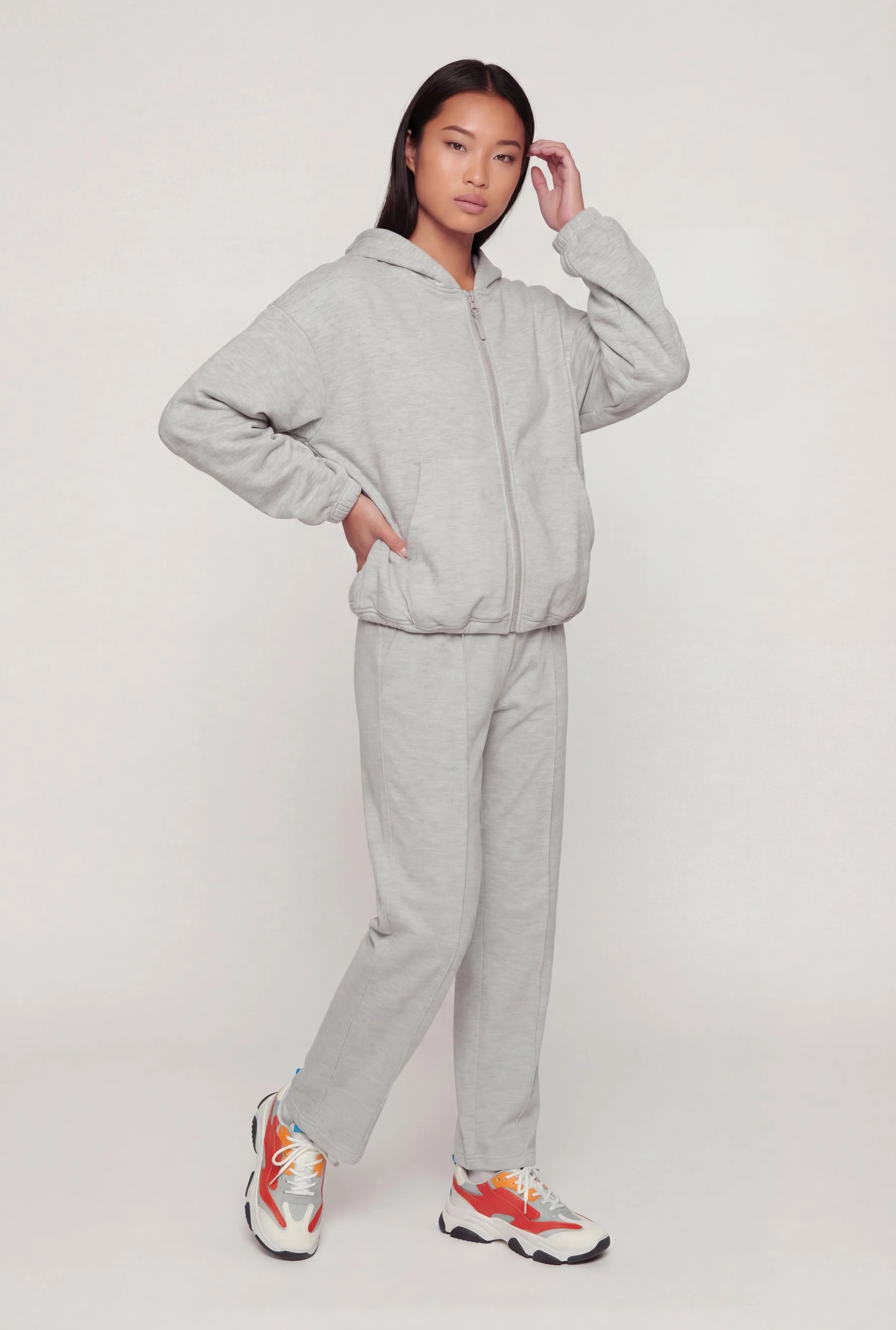 Zip Front Bubble Hem Hooded Sweatshirt sold by Rainbow product image thumbnail 2