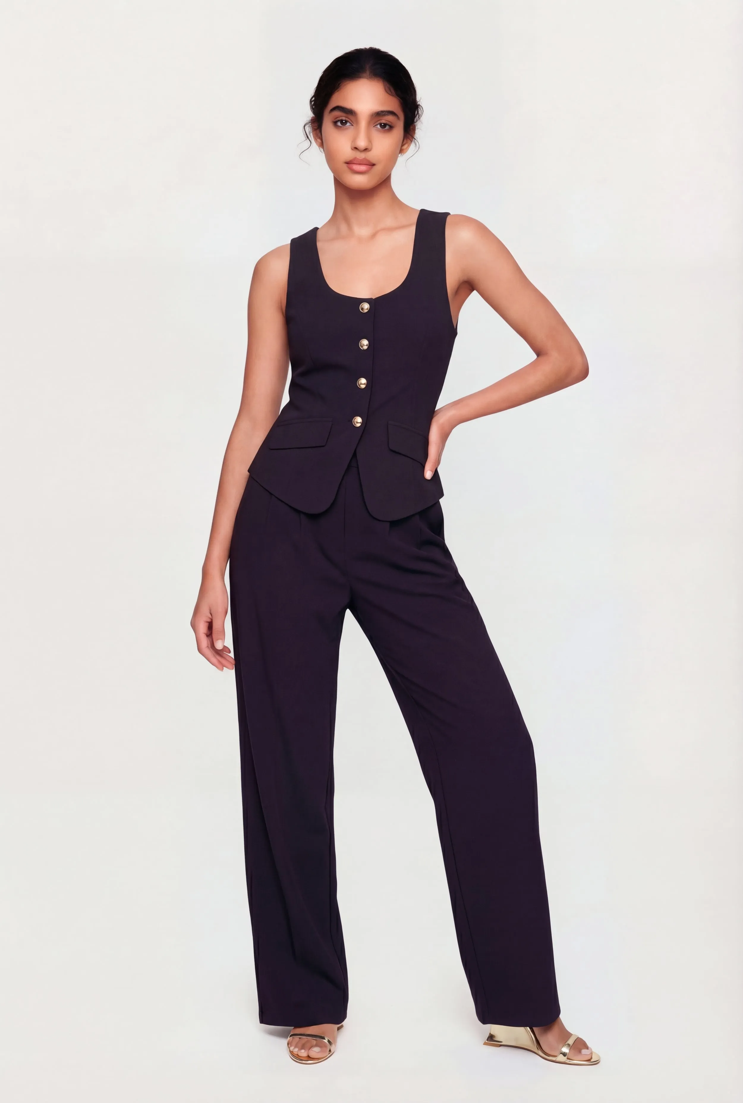 High Waisted Pleated Wide Leg Dress Pants sold by Rainbow