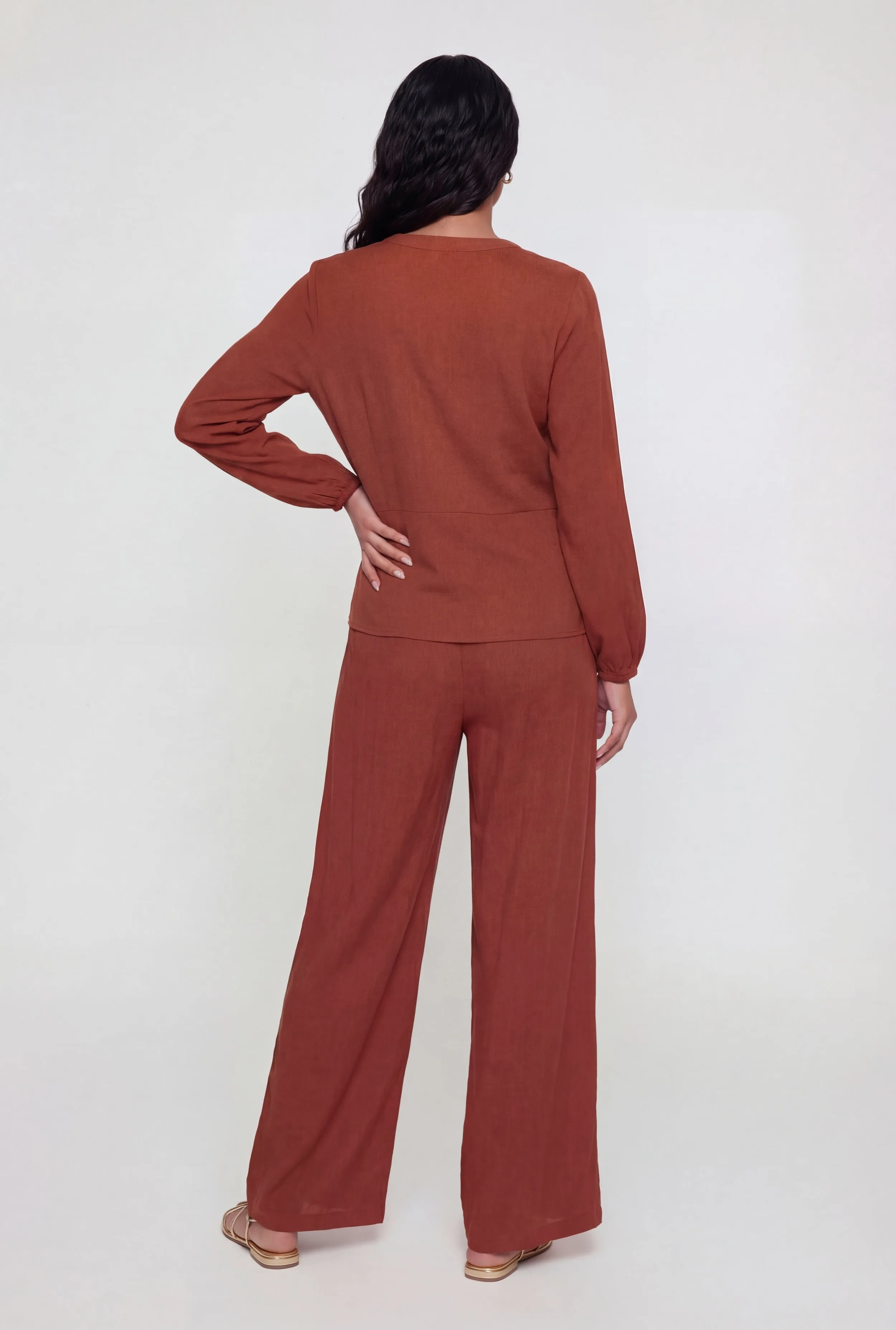 Textured Knit High Waisted Wide Leg Pants sold by Rainbow product image thumbnail 5