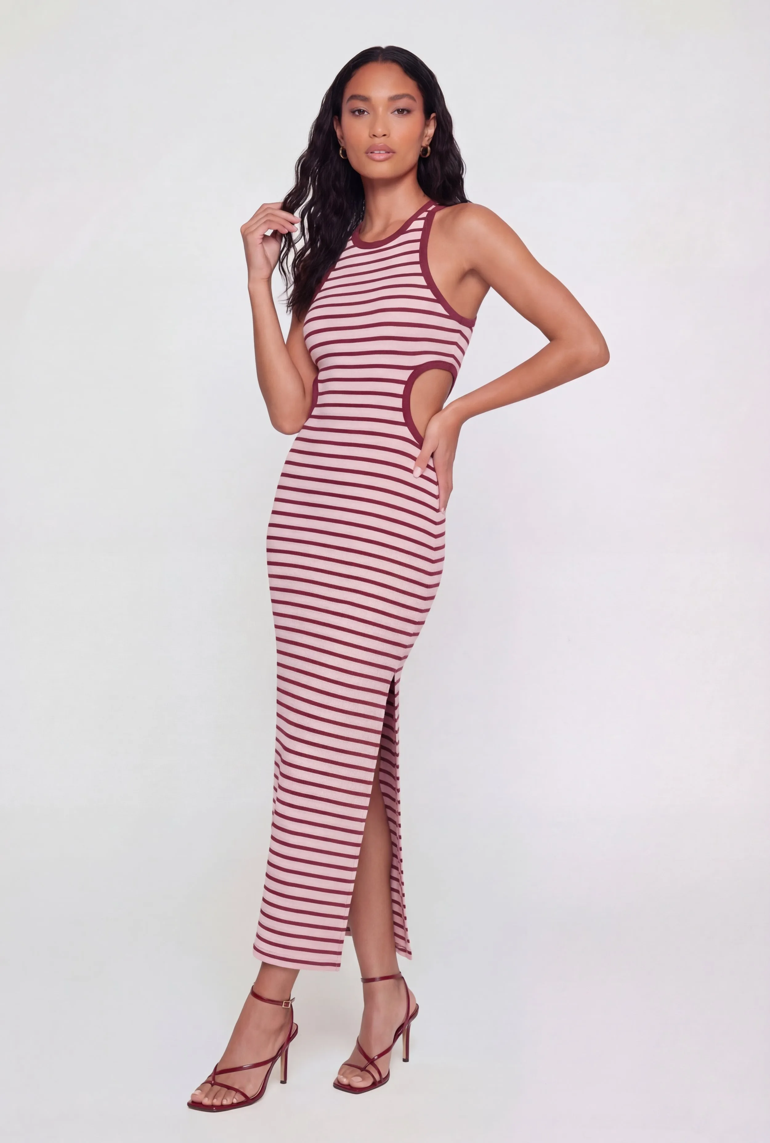 Striped Rib Knit Cutout Side Racerback Dress sold by Rainbow product image thumbnail 2
