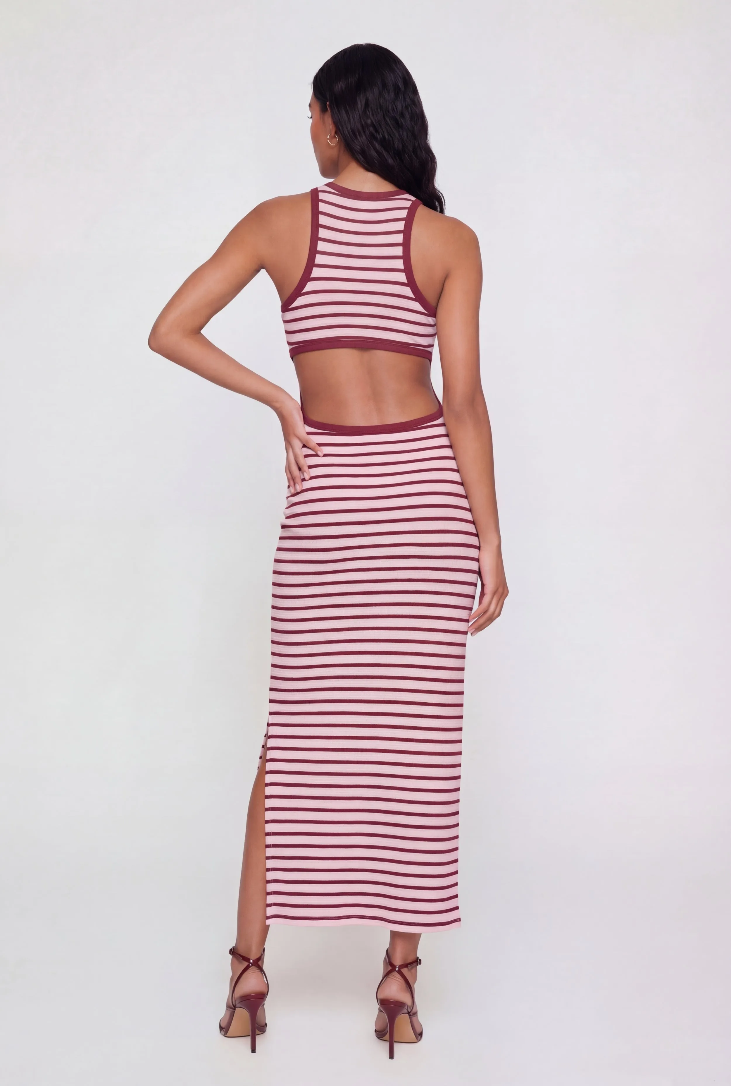Striped Rib Knit Cutout Side Racerback Dress sold by Rainbow product image thumbnail 3