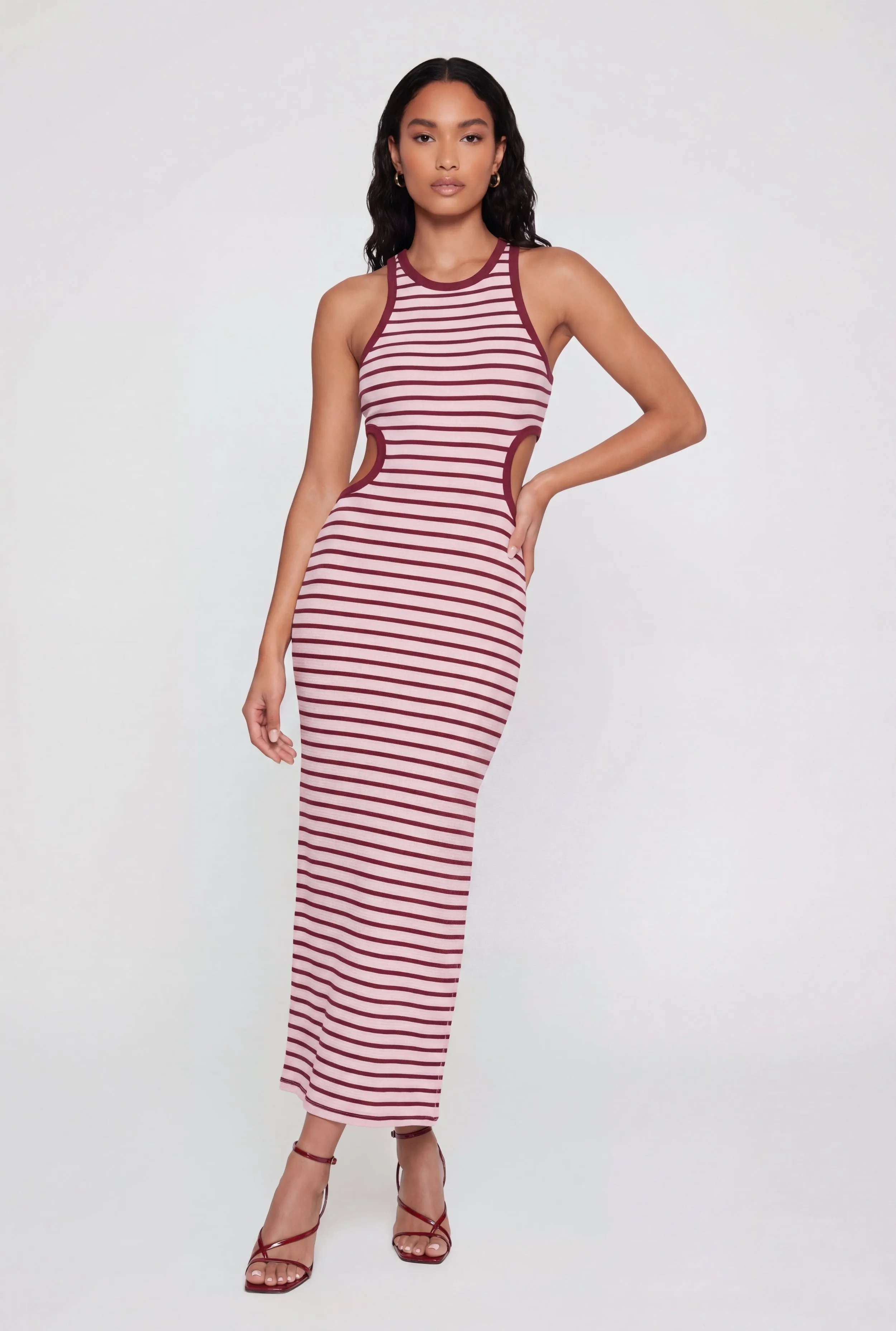 Striped Rib Knit Cutout Side Racerback Dress sold by Rainbow