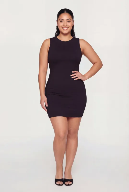 Plus Size Double Layered High Neck Mini Dress made by Ambiance